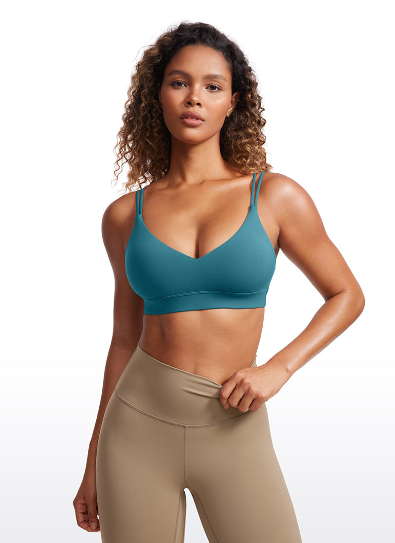 CRZ YOGA Women's Light Support Butterluxe Yoga Bra Strappy back Borealis Green
