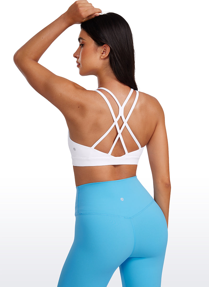 CRZ YOGA Womens Butterluxe Longline Sports Bras Criss Cross Back White