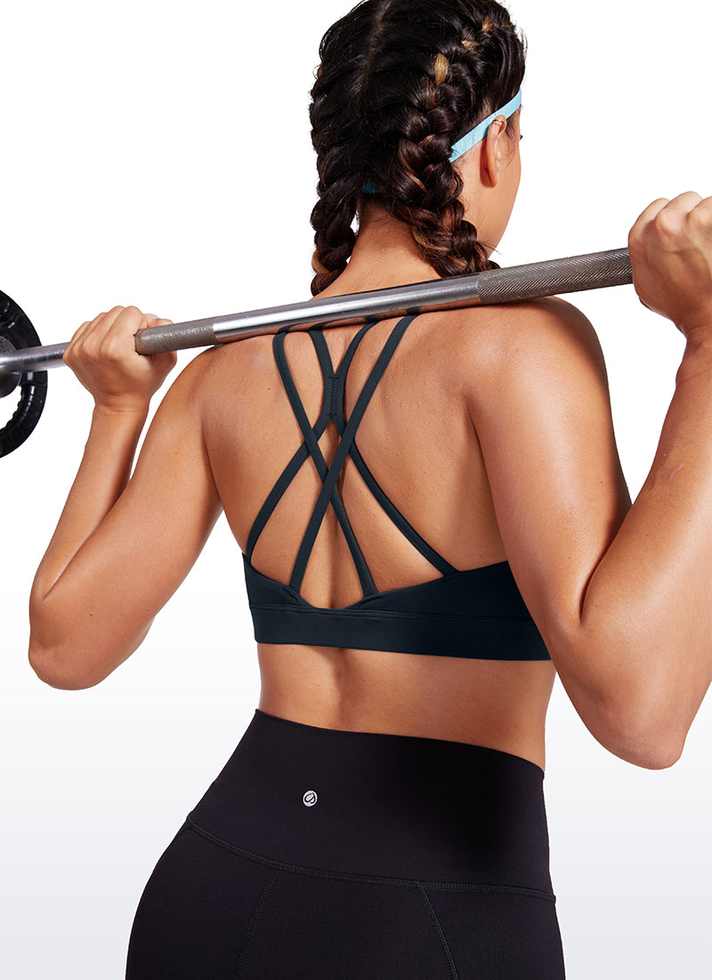 CRZ YOGA Womens Butterluxe Longline Sports Bras Criss Cross Back True Navy