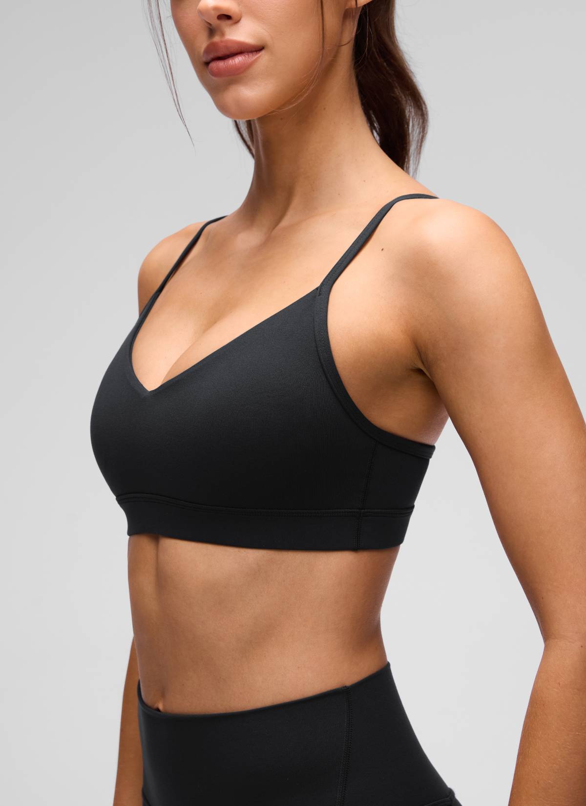 CRZ YOGA Butterluxe Womens V Neck Camisole Yoga Padded Sports Bra Black