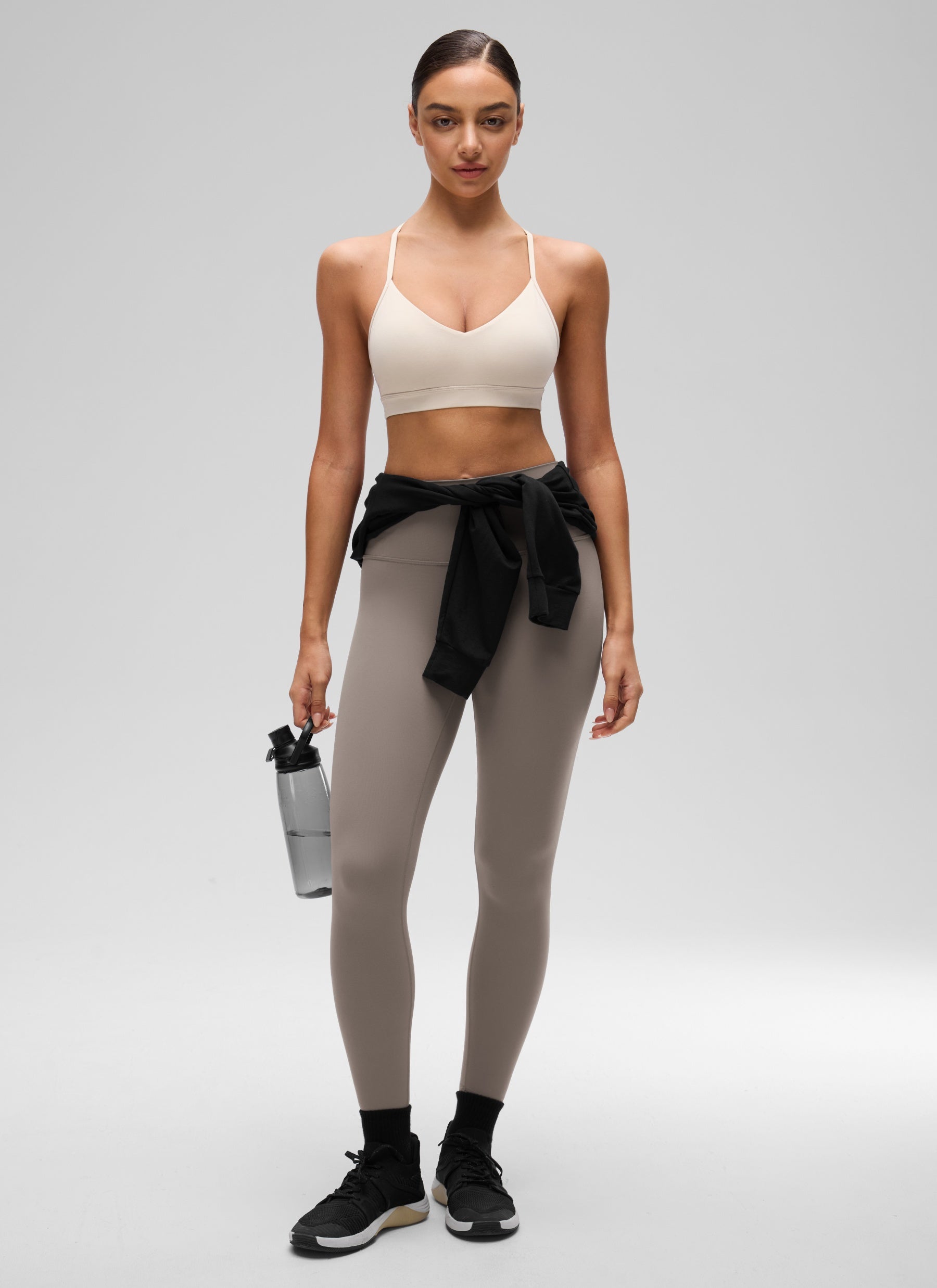 CRZ YOGA Butterluxe Womens V Neck Camisole Yoga Padded Sports Bra Mojave Tan