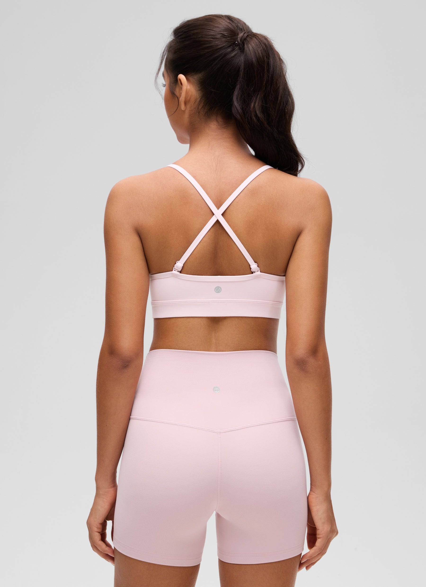 CRZ YOGA Butterluxe Womens V Neck Camisole Yoga Padded Sports Bra Strawberry Pink