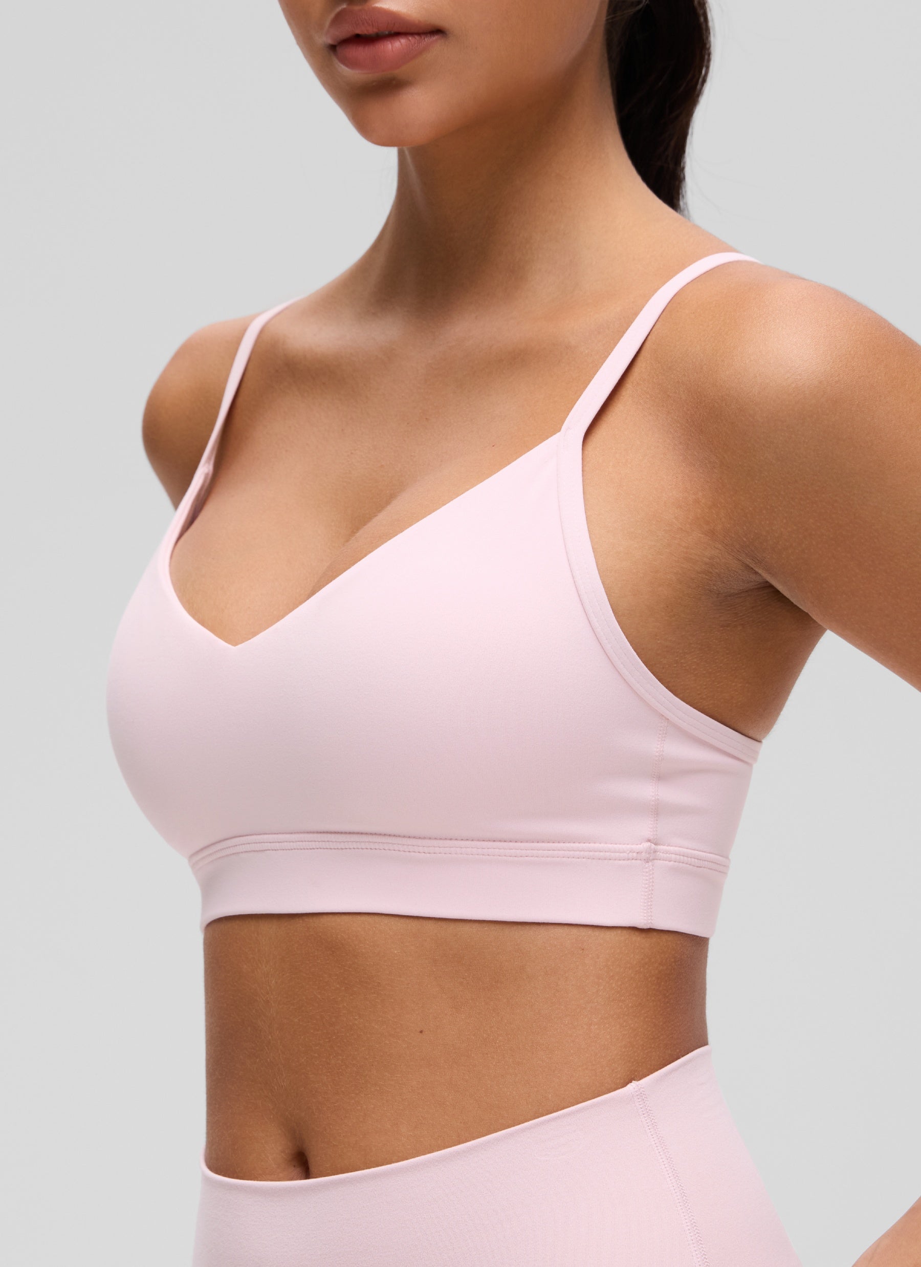 CRZ YOGA Butterluxe Womens V Neck Camisole Yoga Padded Sports Bra Strawberry Pink