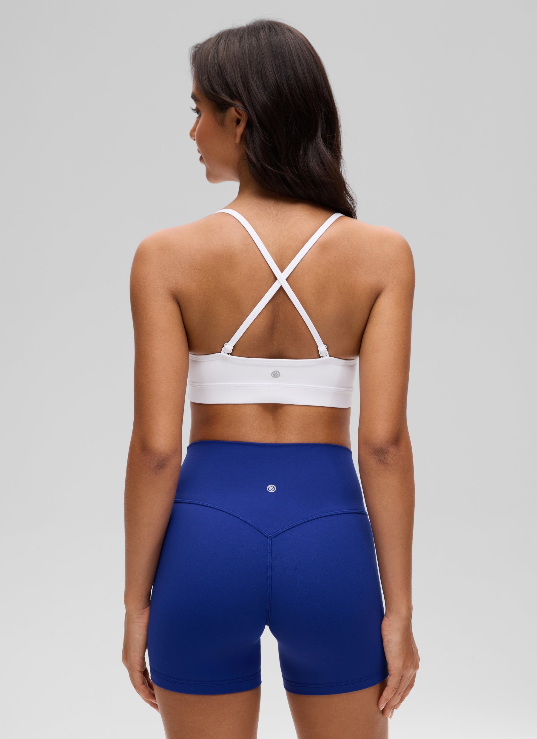 CRZ YOGA Butterluxe Womens V Neck Camisole Yoga Padded Sports Bra White