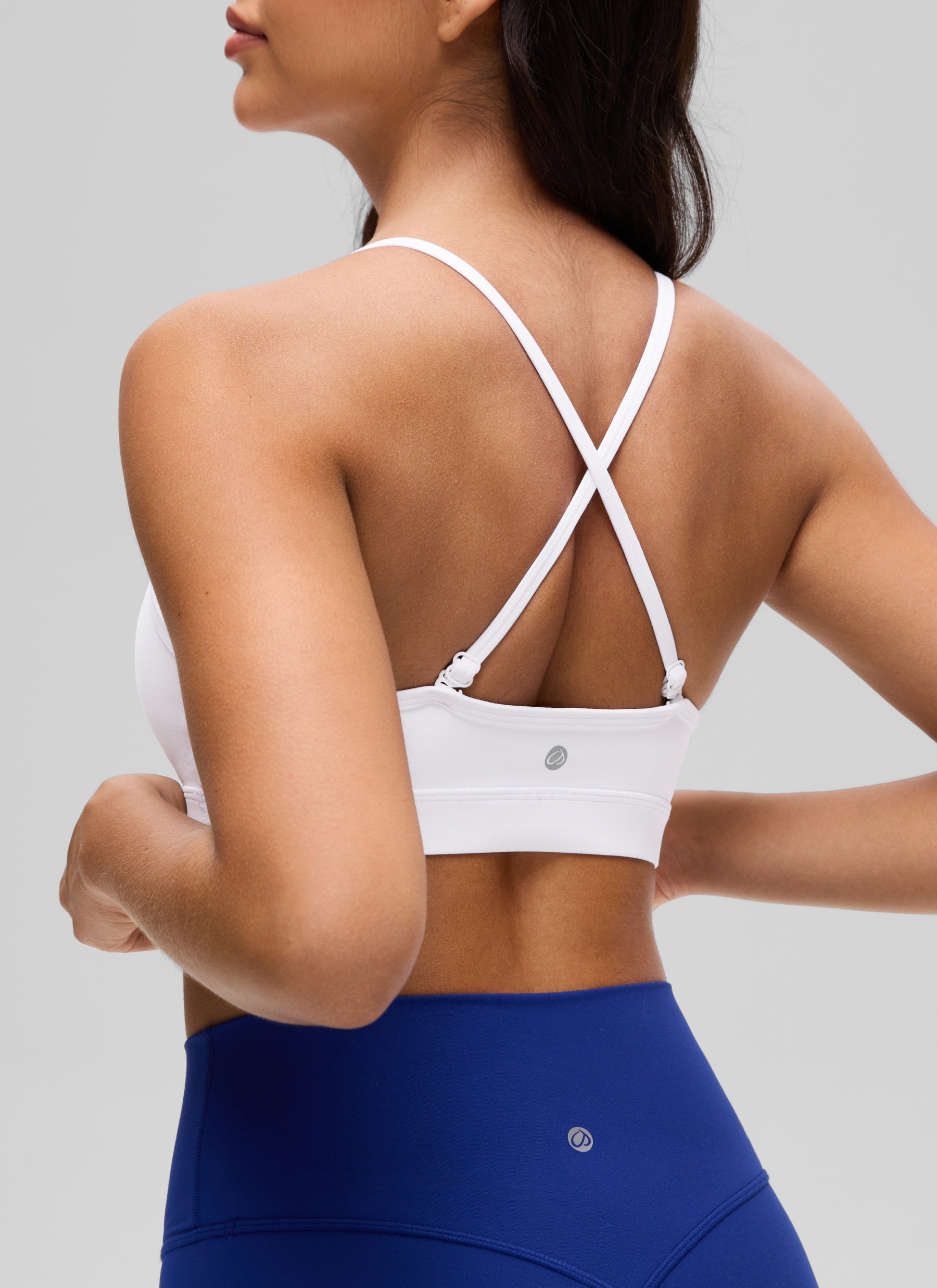 CRZ YOGA Butterluxe Womens V Neck Camisole Yoga Padded Sports Bra White