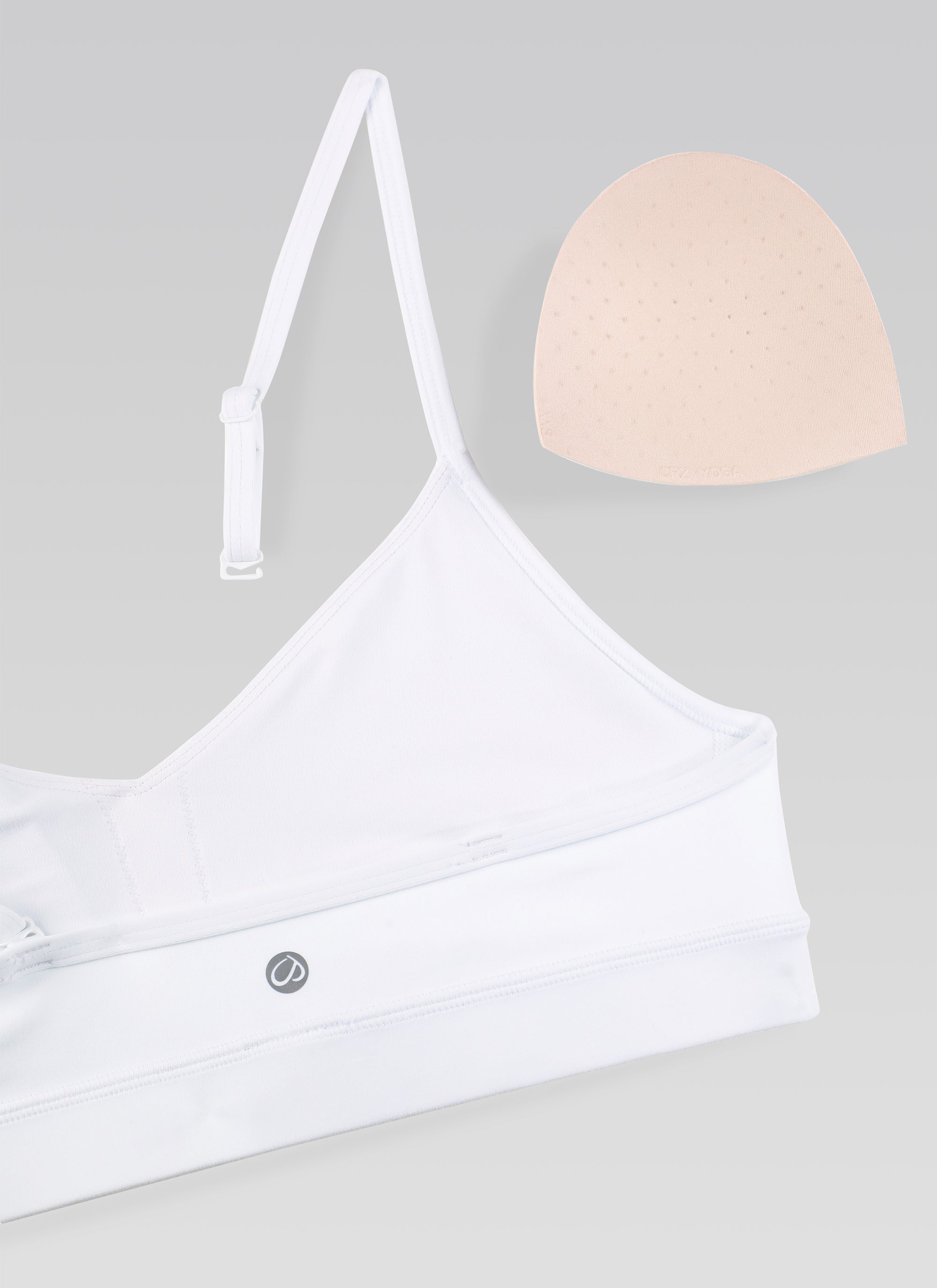 CRZ YOGA Butterluxe Womens V Neck Camisole Yoga Padded Sports Bra White