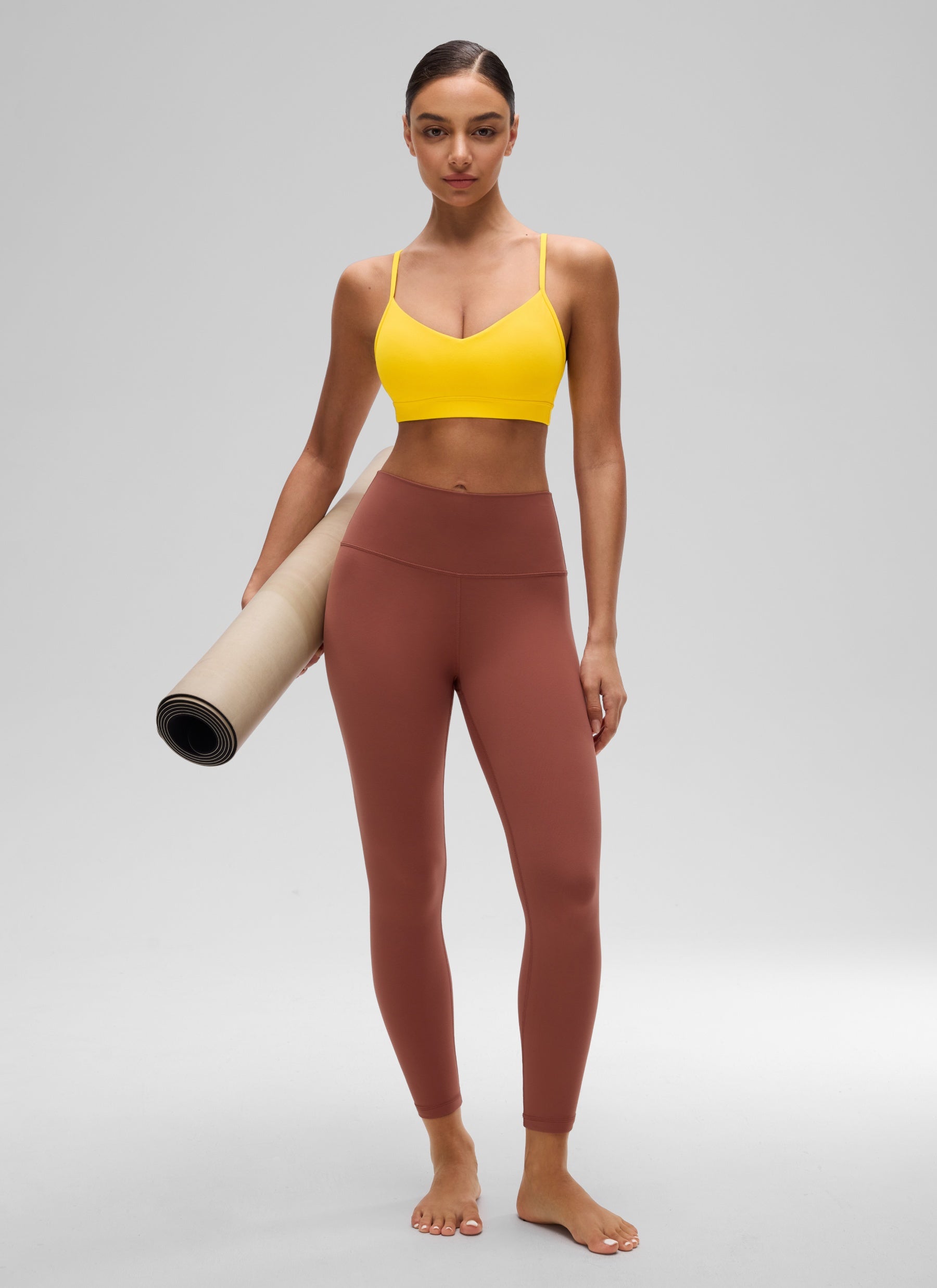 CRZ YOGA Butterluxe Womens V Neck Camisole Yoga Padded Sports Bra High Visibility Yellow