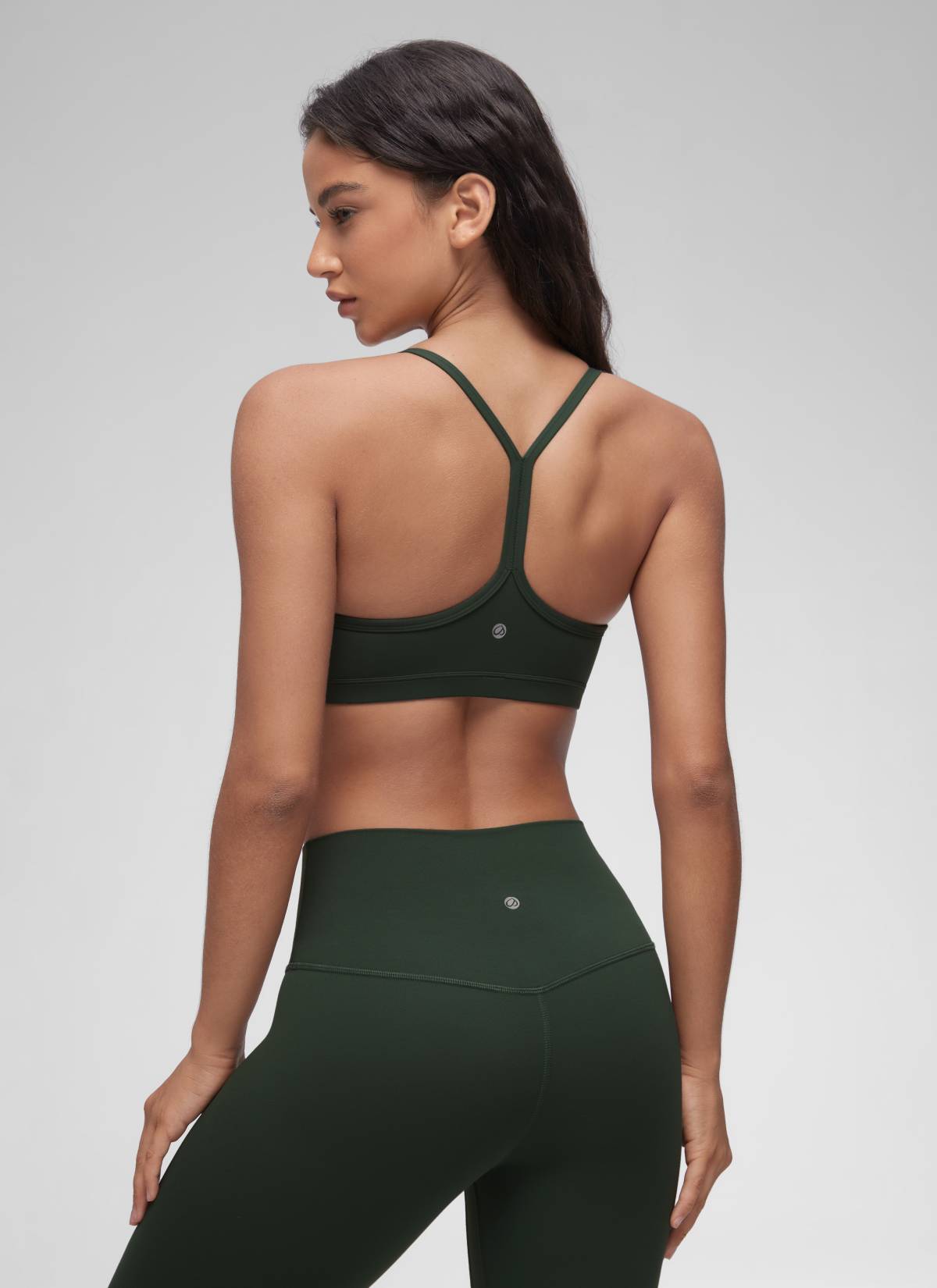 CRZ YOGA Butterluxe Womens Ruched V Neck Yoga Padded Sports Bra Legend Green @model_info:Winma