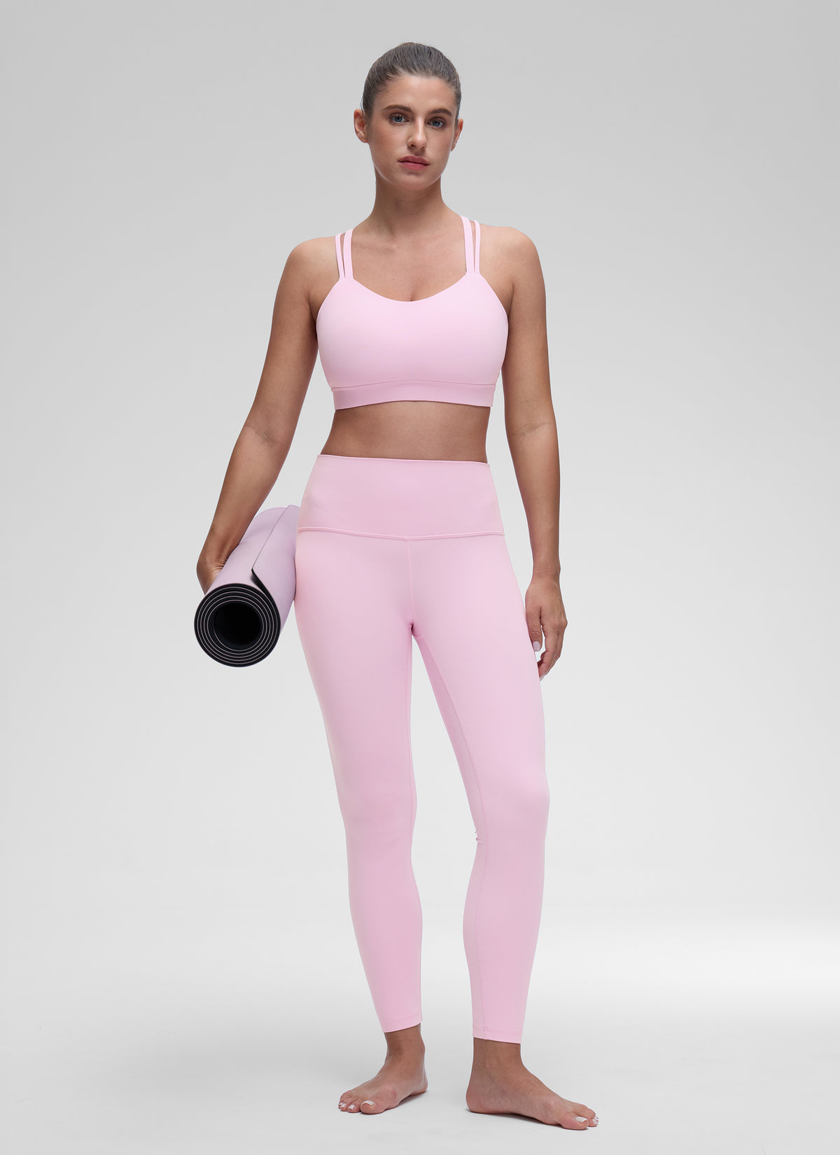 CRZ YOGA Women's Yoga Light Support Double Strap Mold Sport Bra Vita Pink @model_info:Marina