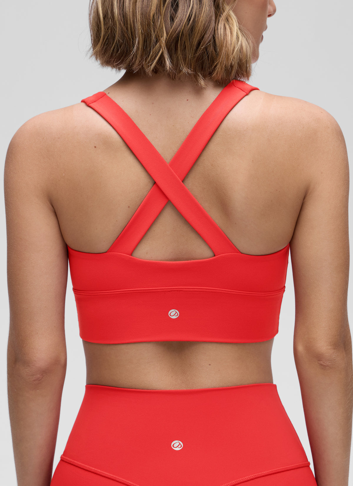 CRZ YOGA Women's Light Support Butterluxe Yoga Bra Ruched V Neck Deep Red @model_info:Jaynne