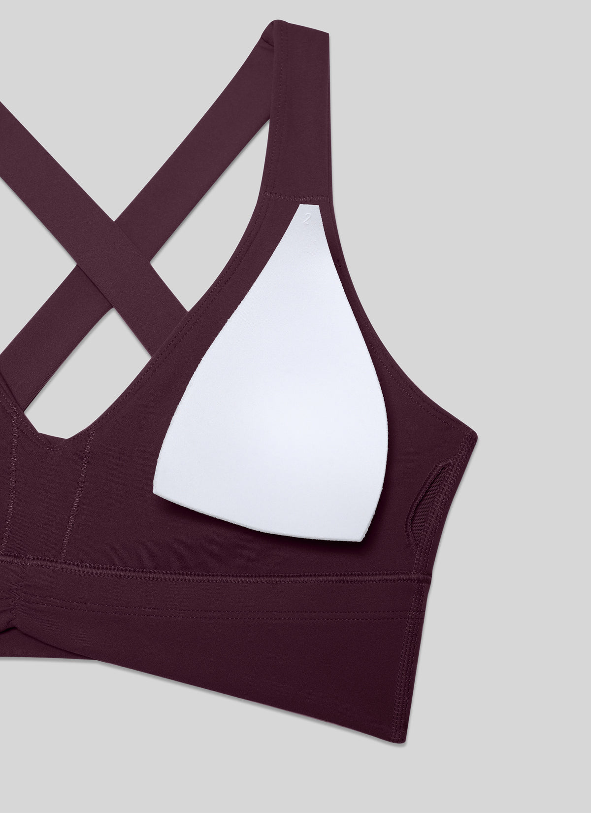CRZ YOGA Women's Light Support Butterluxe Yoga Bra Ruched V Neck Deep Purple @model_info:NEW