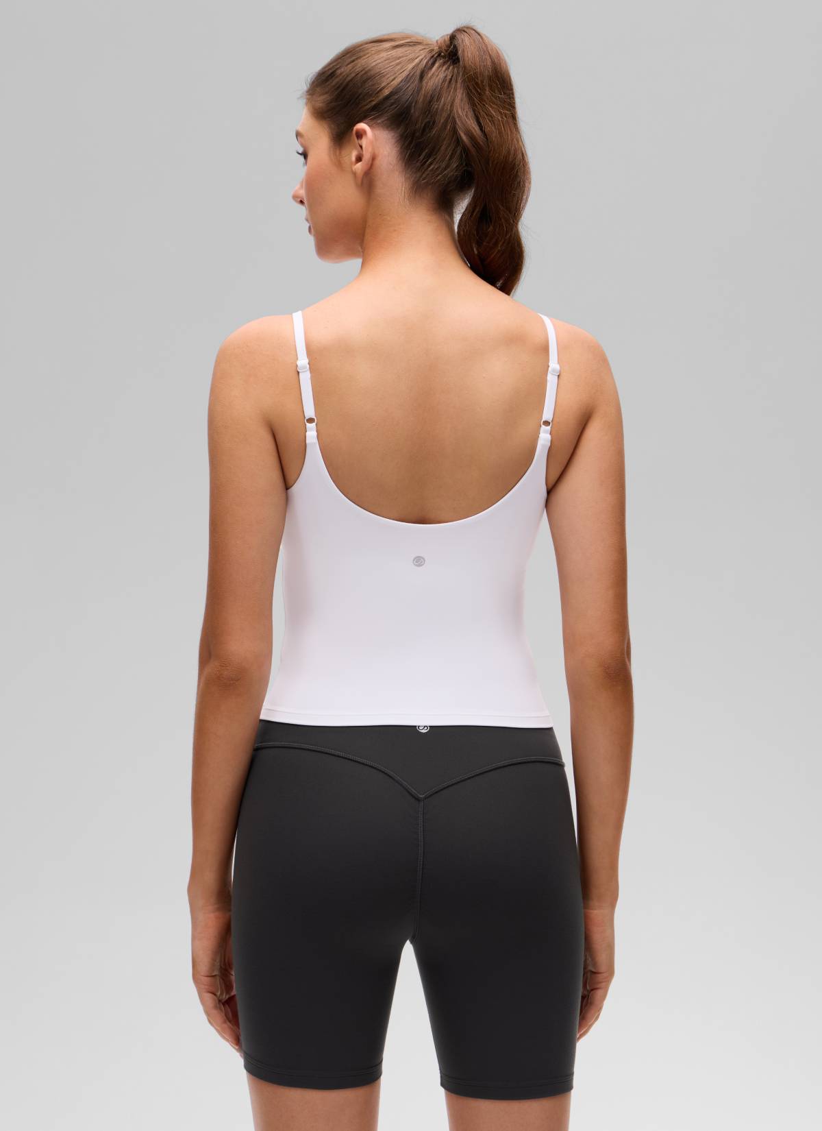 CRZ YOGA Women's Butterluxe Yoga U Back Waist Length Built in Bra Tank White