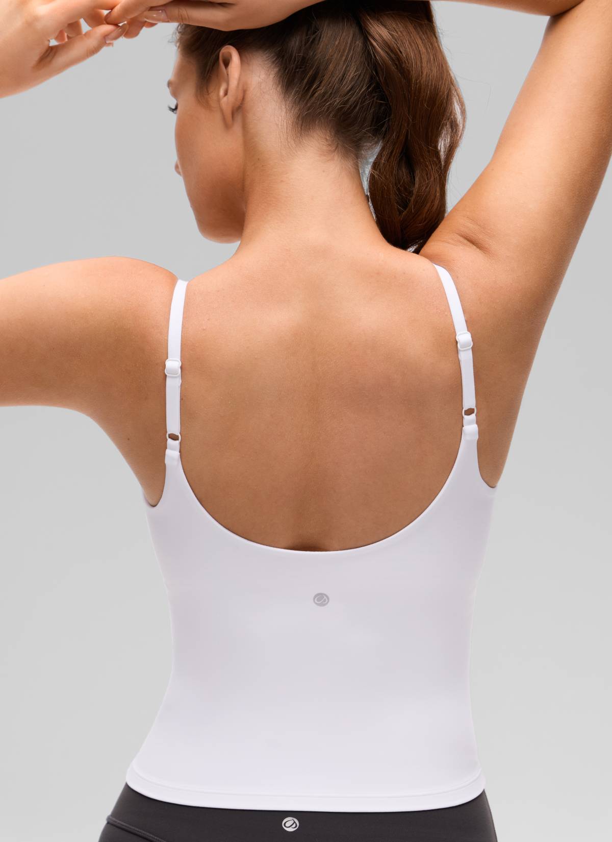 CRZ YOGA Women's Butterluxe Yoga U Back Waist Length Built in Bra Tank White