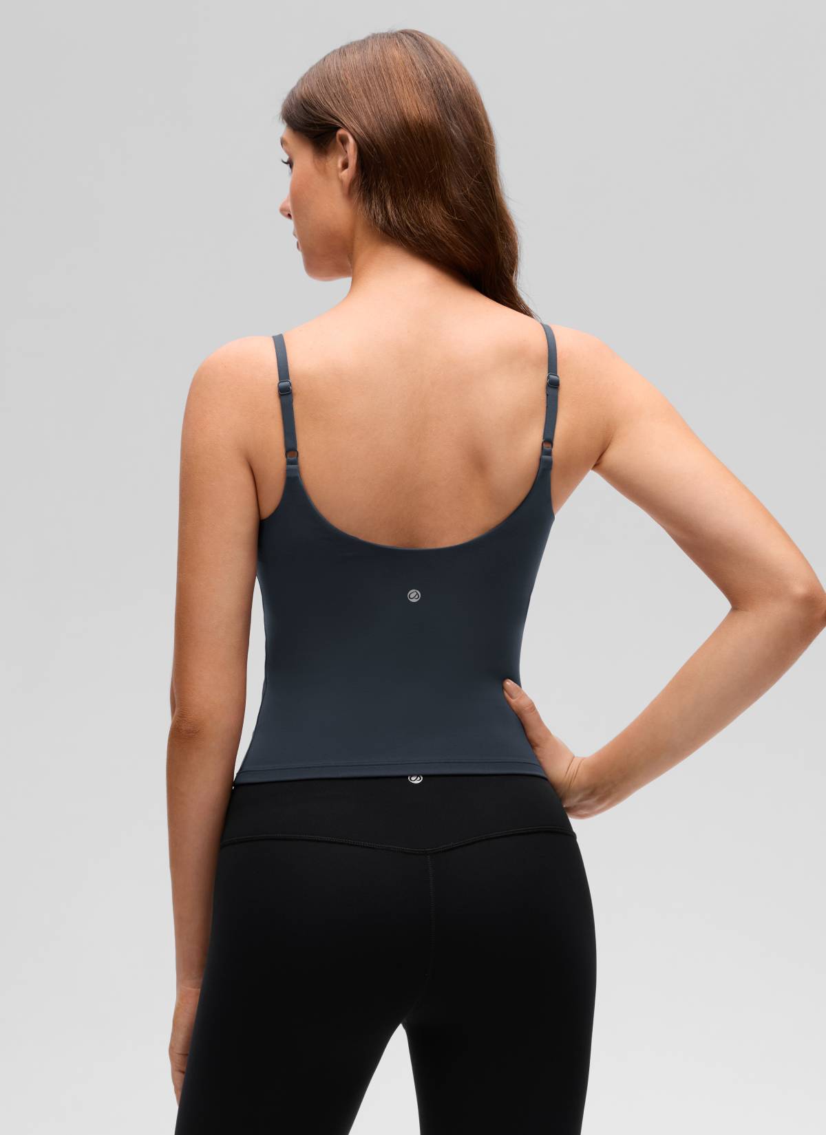 CRZ YOGA Women's Butterluxe Yoga U Back Waist Length Built in Bra Tank True Navy