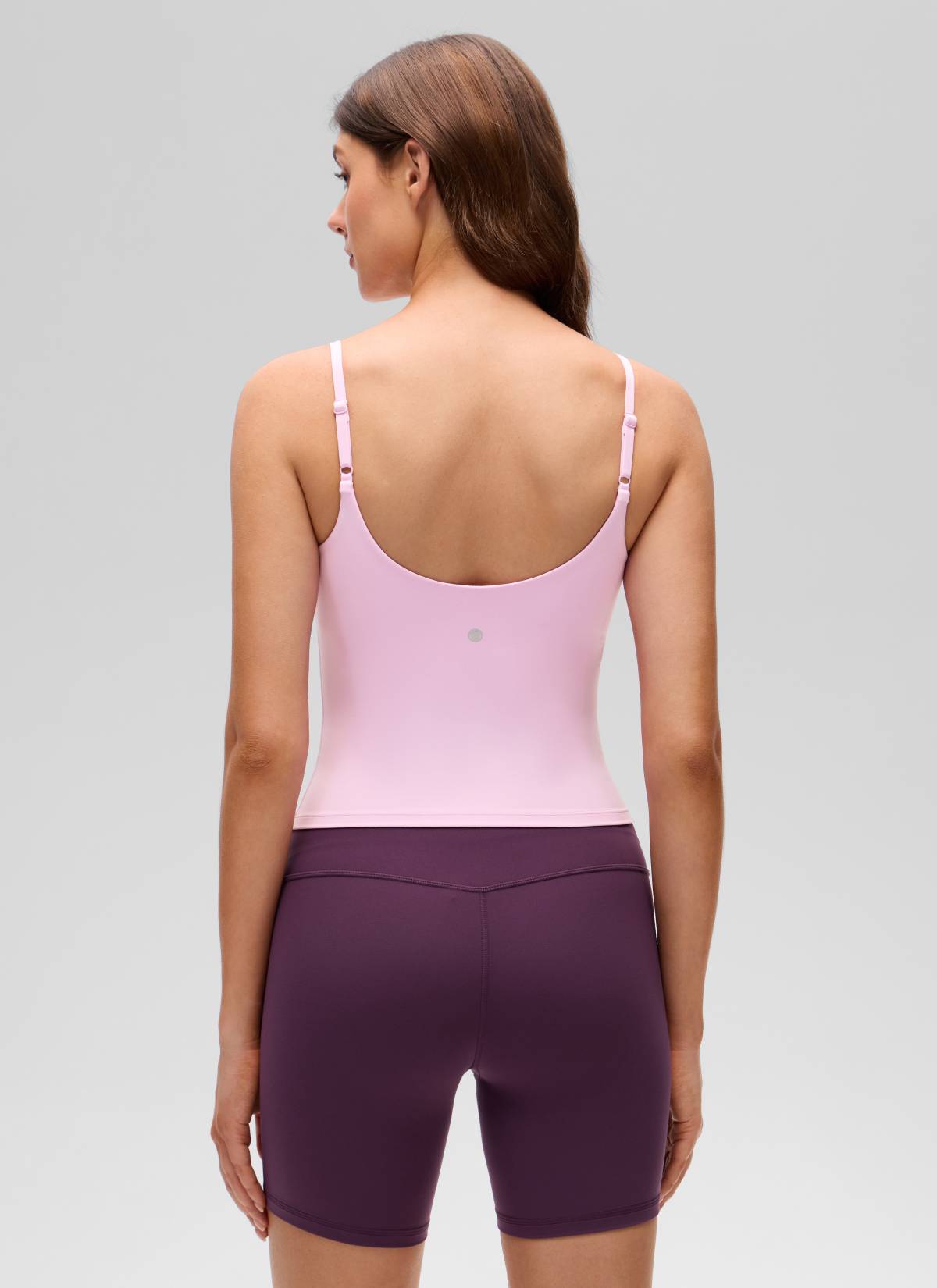 CRZ YOGA Women's Butterluxe Yoga U Back Waist Length Built in Bra Tank Vita Pink