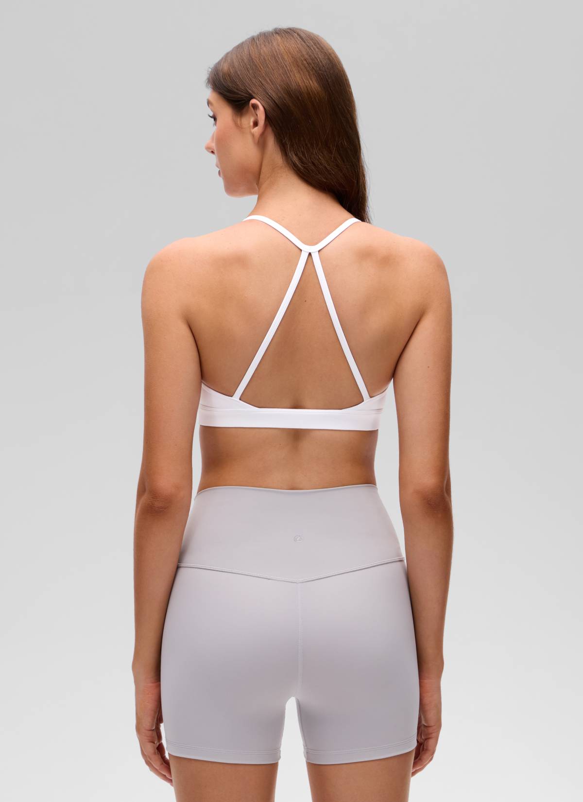 CRZ YOGA Women's Butterluxe Yoga Scoop Neck Cross Back Sports Bra White