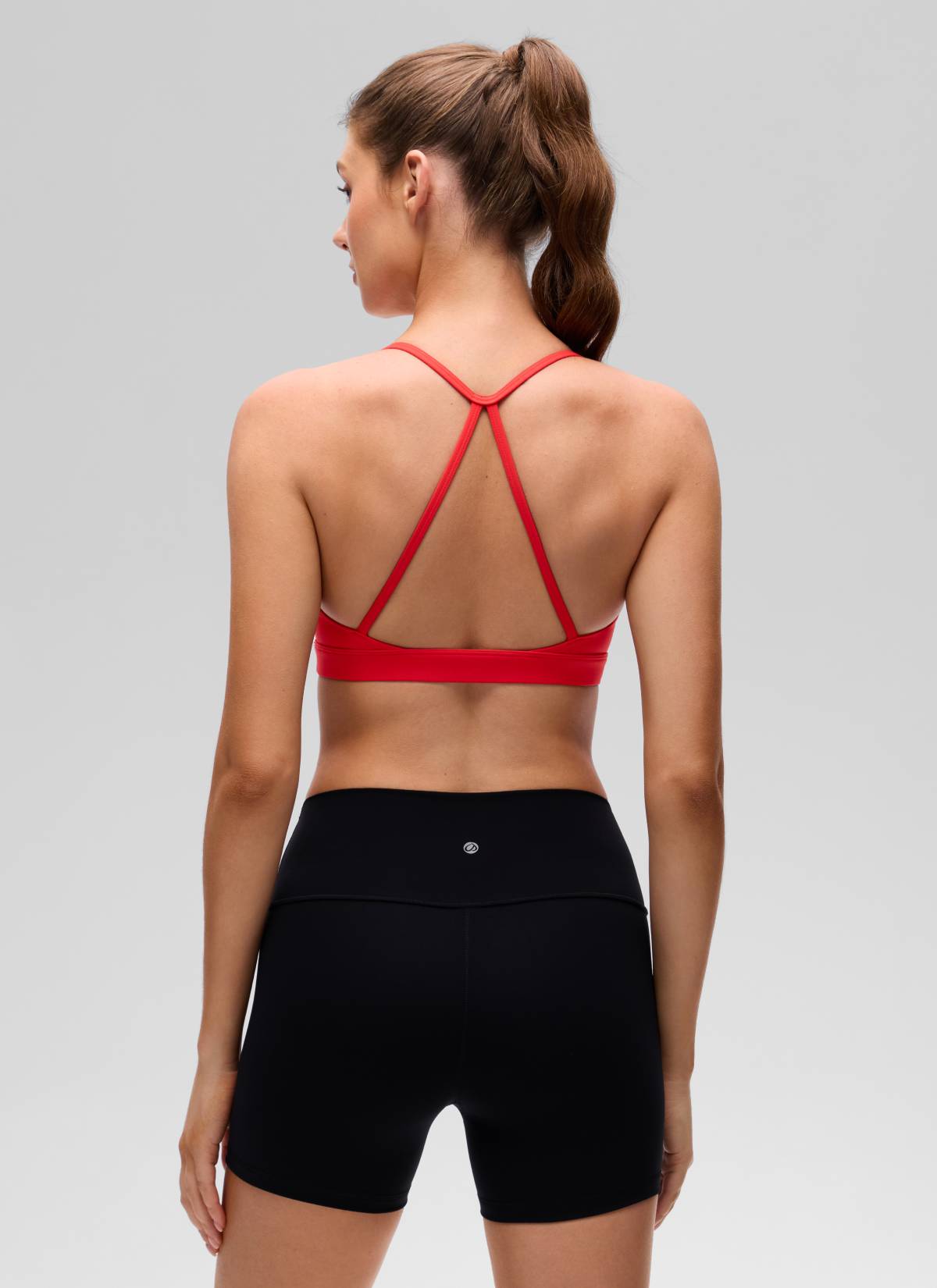 CRZ YOGA Women's Butterluxe Yoga Scoop Neck Cross Back Sports Bra Deep Red