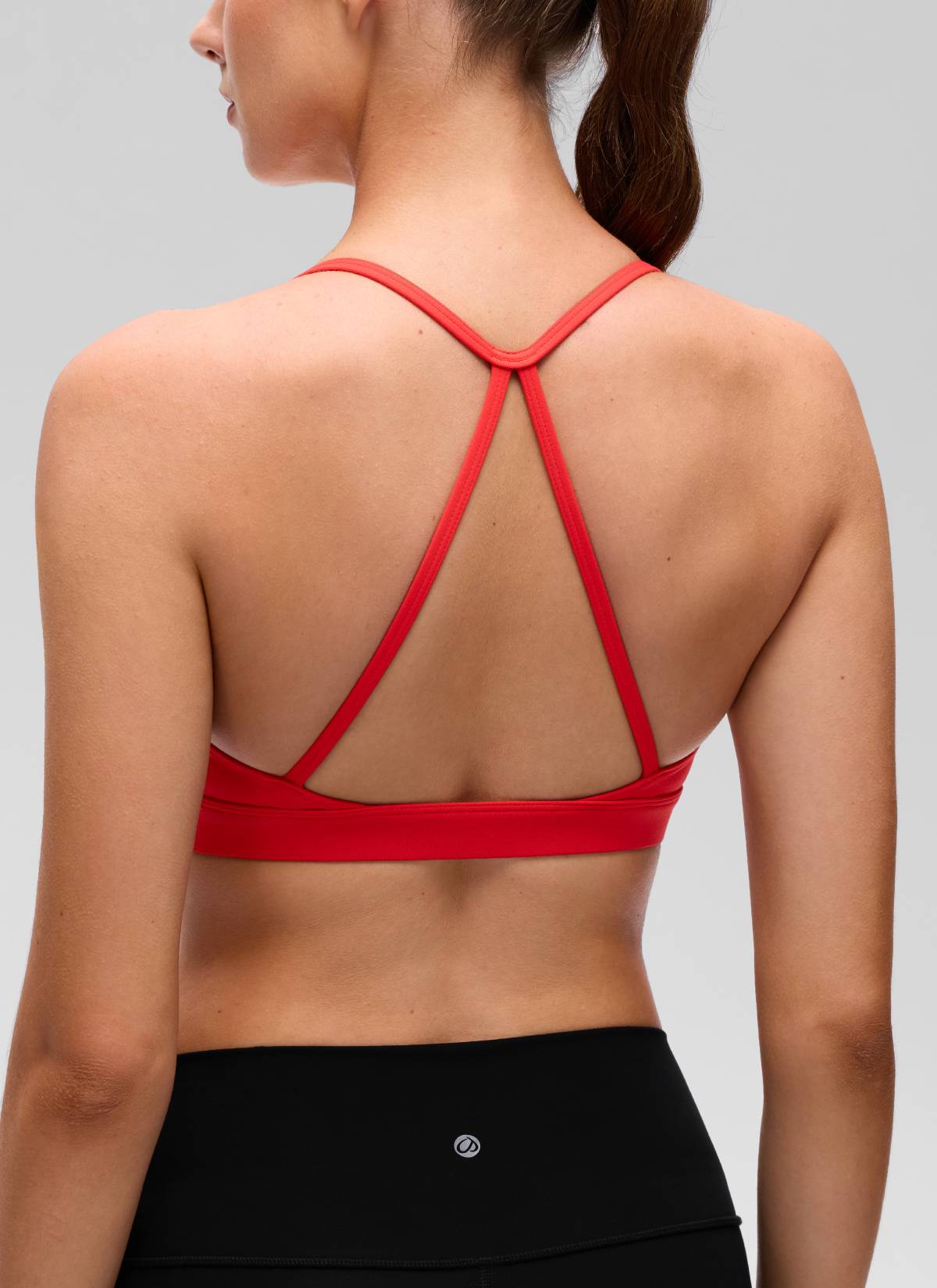 CRZ YOGA Women's Butterluxe Yoga Scoop Neck Cross Back Sports Bra Deep Red