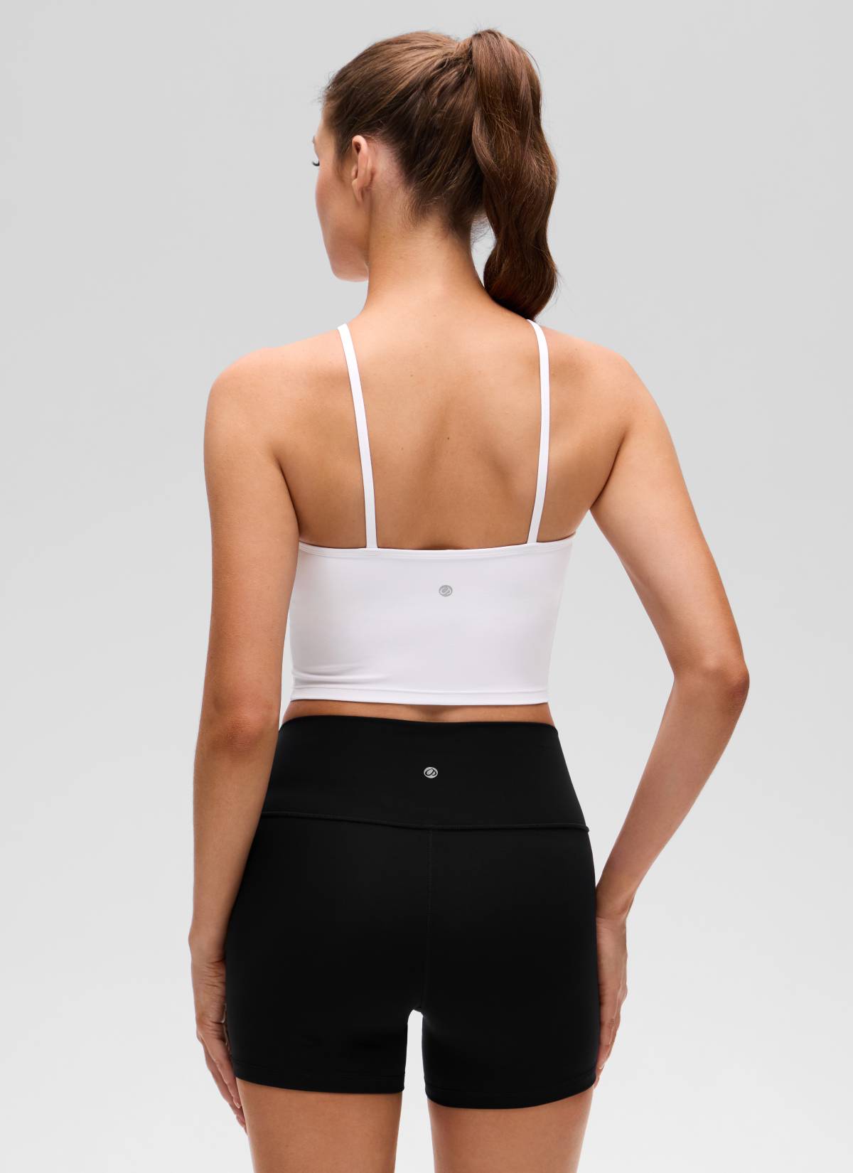 CRZ YOGA Women's Butterluxe Yoga Cross Halter Crop Built in Bra Tank White