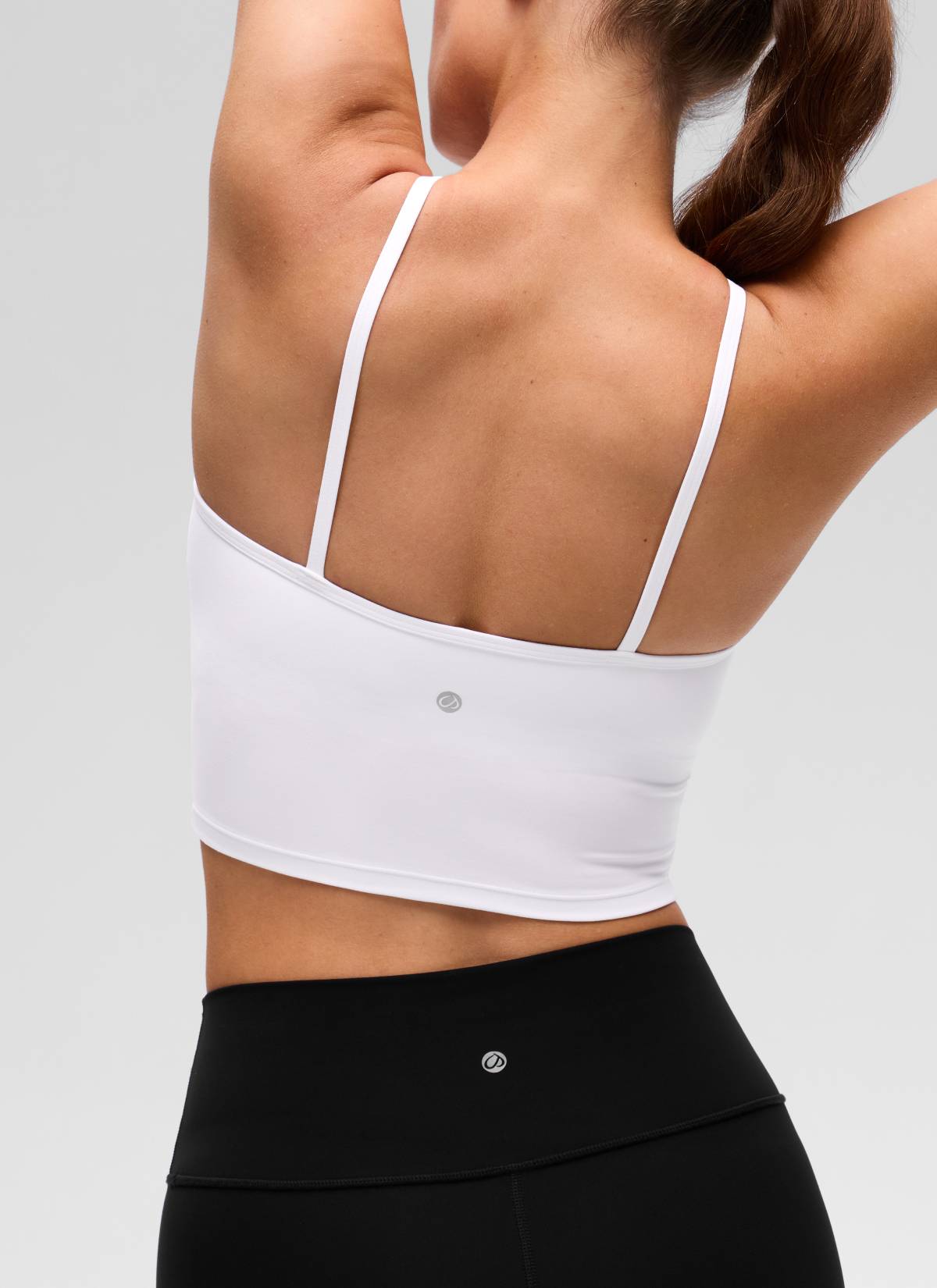 CRZ YOGA Women's Butterluxe Yoga Cross Halter Crop Built in Bra Tank White