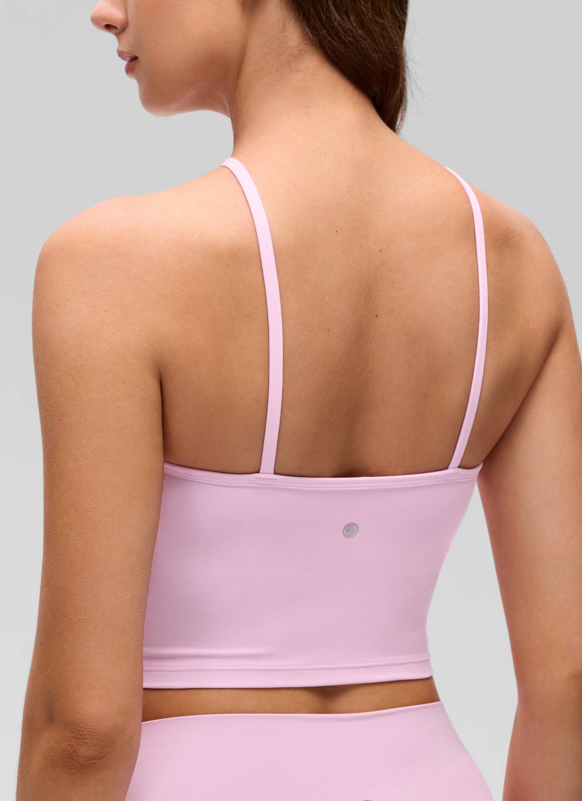 CRZ YOGA Women's Butterluxe Yoga Cross Halter Crop Built in Bra Tank Vita Pink