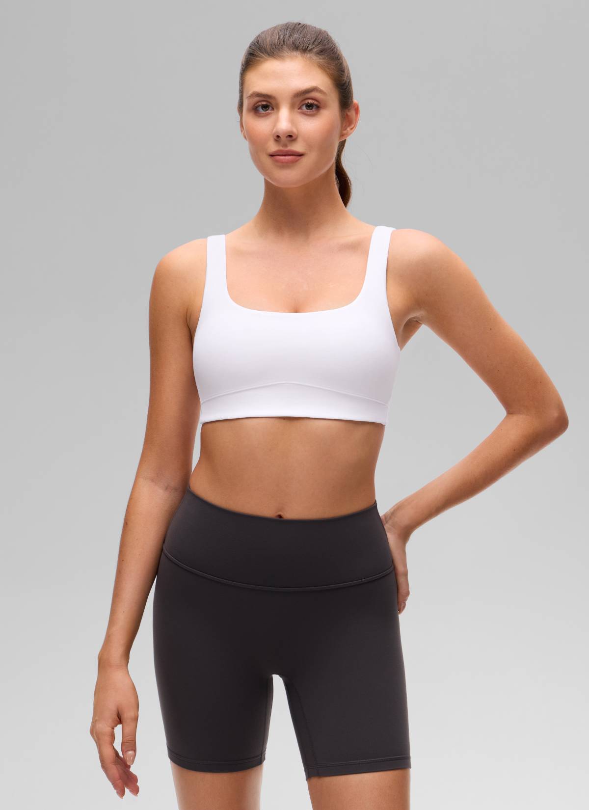 CRZ YOGA Women's Butterluxe Yoga U Back Sports Bra Light Support White