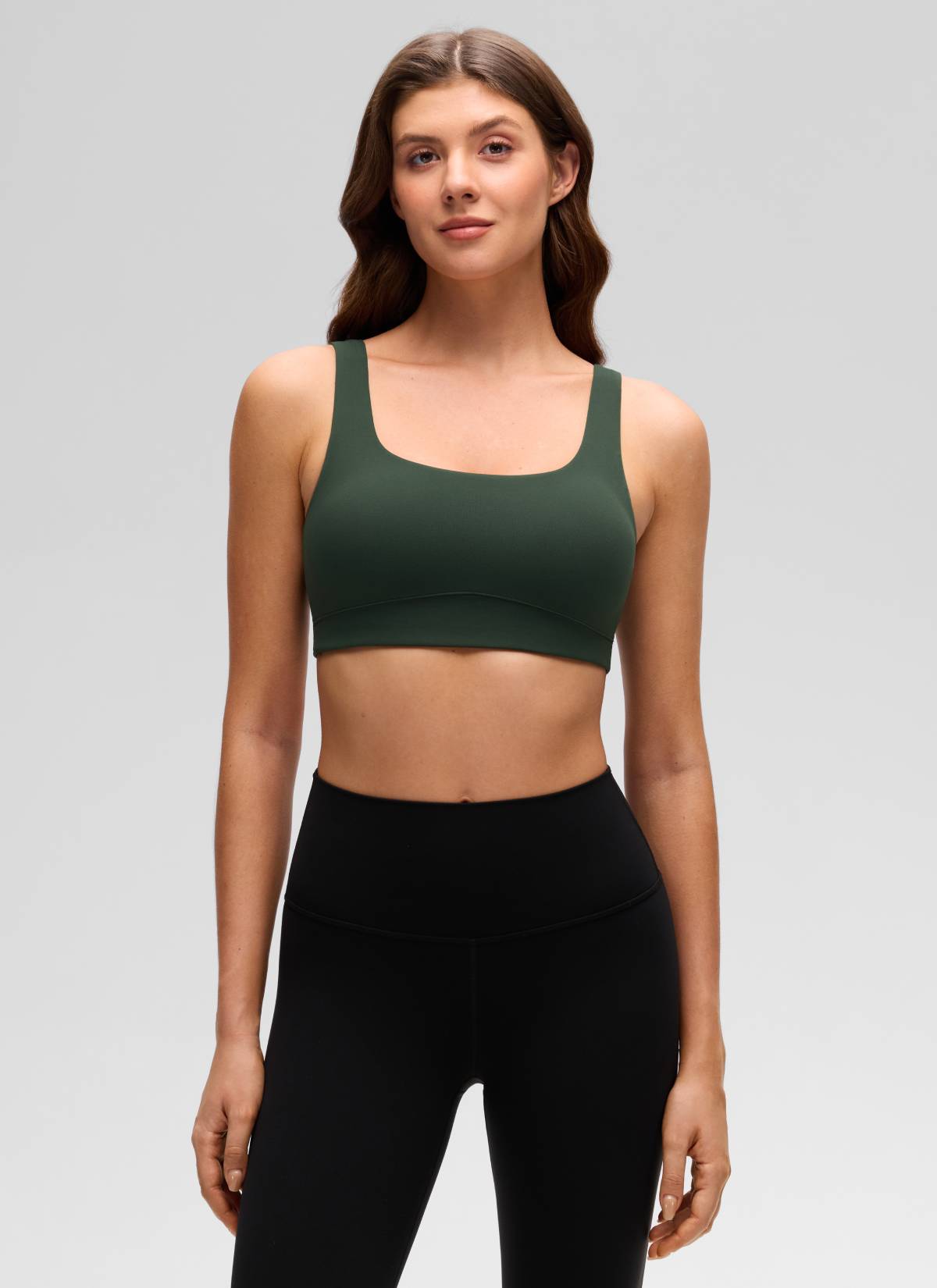 CRZ YOGA Women's Butterluxe Yoga U Back Sports Bra Light Support Legend Green