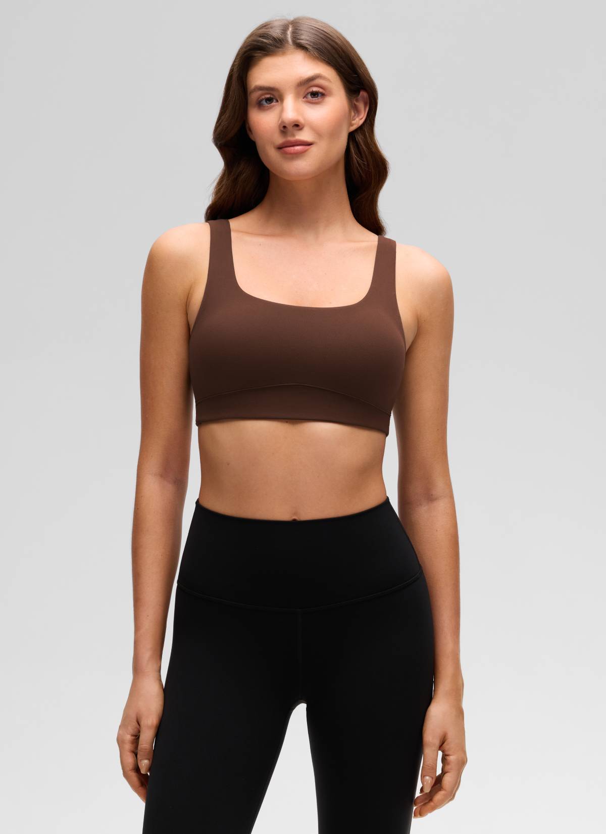 CRZ YOGA Women's Butterluxe Yoga U Back Sports Bra Light Support Lava Brown