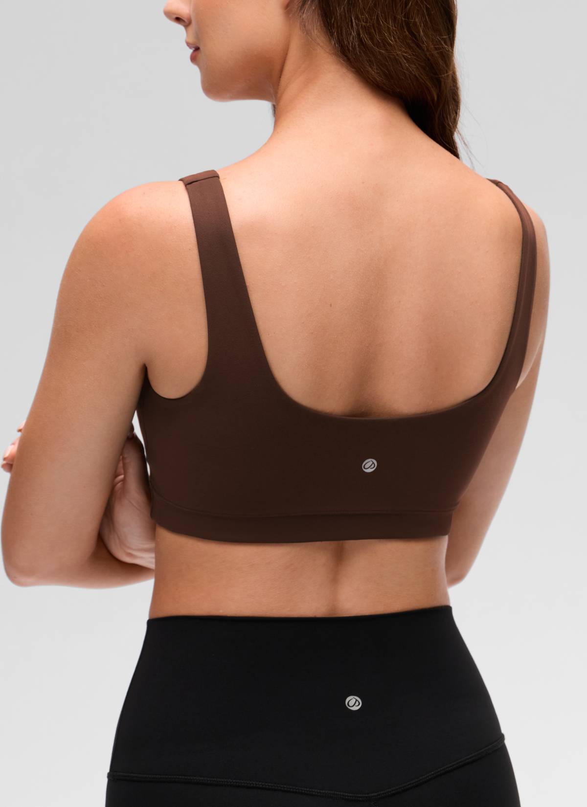 CRZ YOGA Women's Butterluxe Yoga U Back Sports Bra Light Support Lava Brown