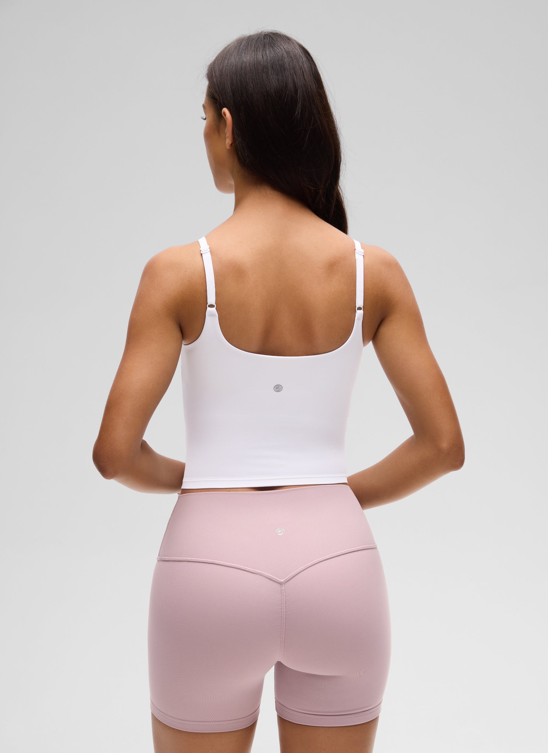 CRZ YOGA Women's Butterluxe Yoga Ruched V Neck U Back Crop Padded Tank White