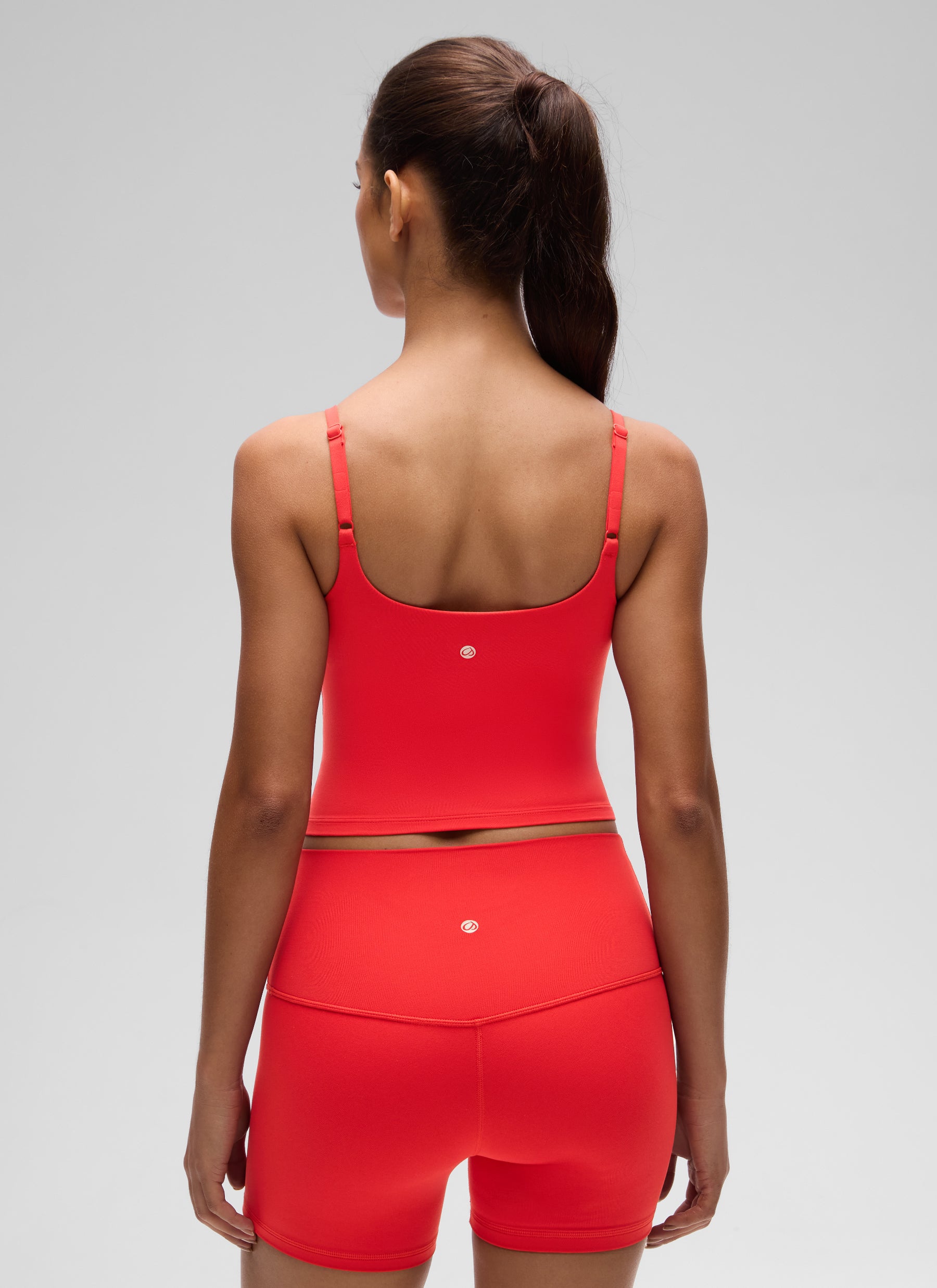 CRZ YOGA Women's Butterluxe Yoga Ruched V Neck U Back Crop Padded Tank Deep Red