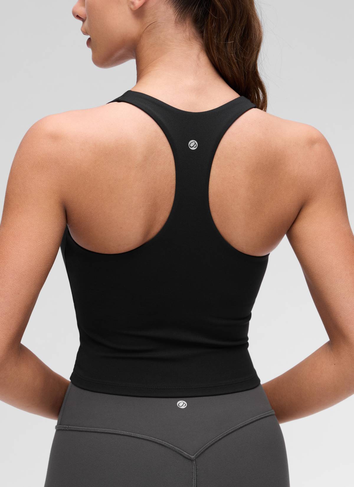 CRZ YOGA Women's Butterluxe Yoga V Neck RacerBack Built in Bra Tank Black @model_info:Maria