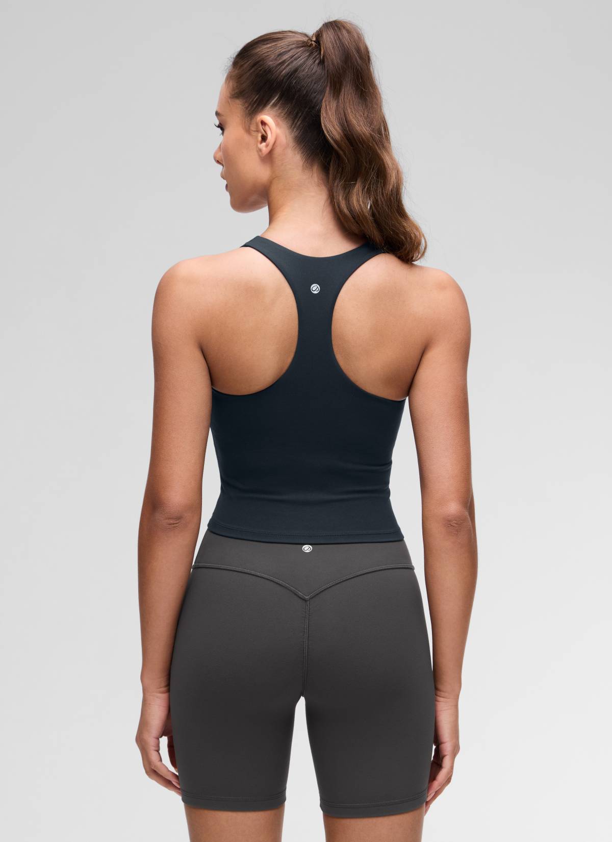 CRZ YOGA Women's Butterluxe Yoga V Neck RacerBack Built in Bra Tank True Navy @model_info:Maria