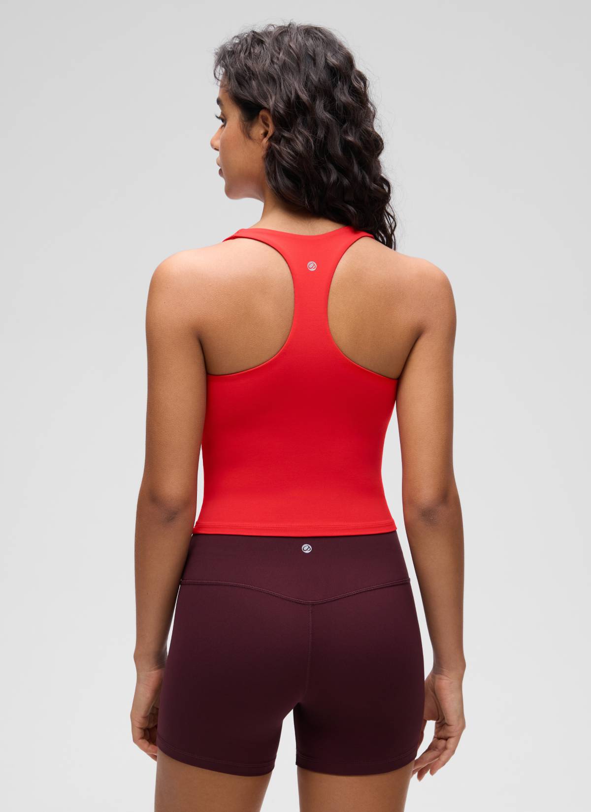 CRZ YOGA Women's Butterluxe Yoga V Neck RacerBack Built in Bra Tank Deep Red @model_info:Liss