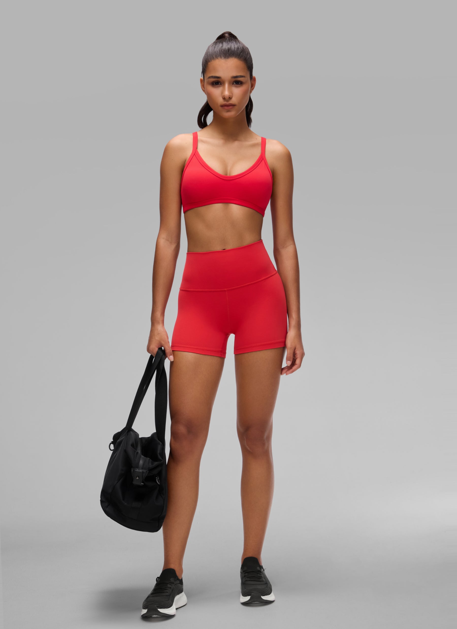 CRZ YOGA Butterlift Women's Double Lined V Neck Workout Sports Bras Aurora Red @model_info:A