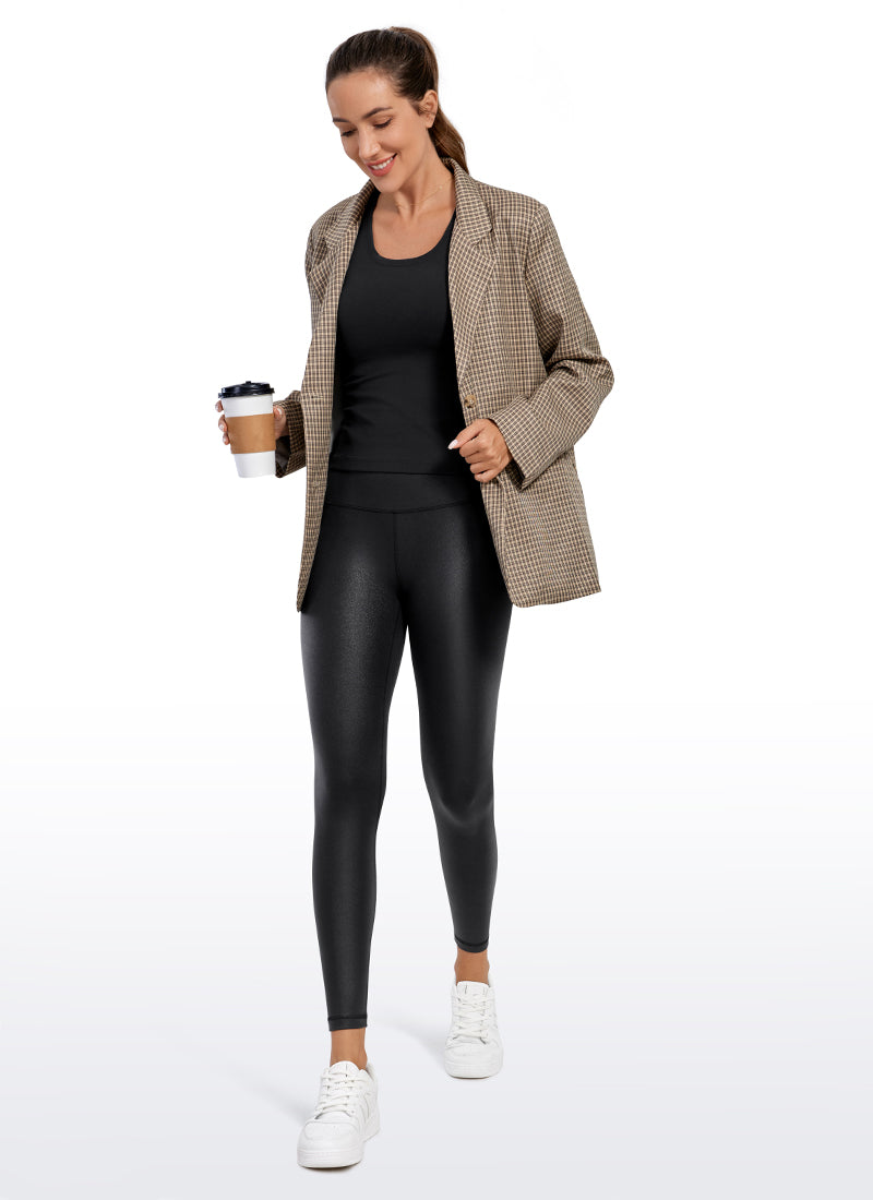 CRZ YOGA Women Butterluxe Matte Faux Leather Leggings 25'' Black Classic Leather