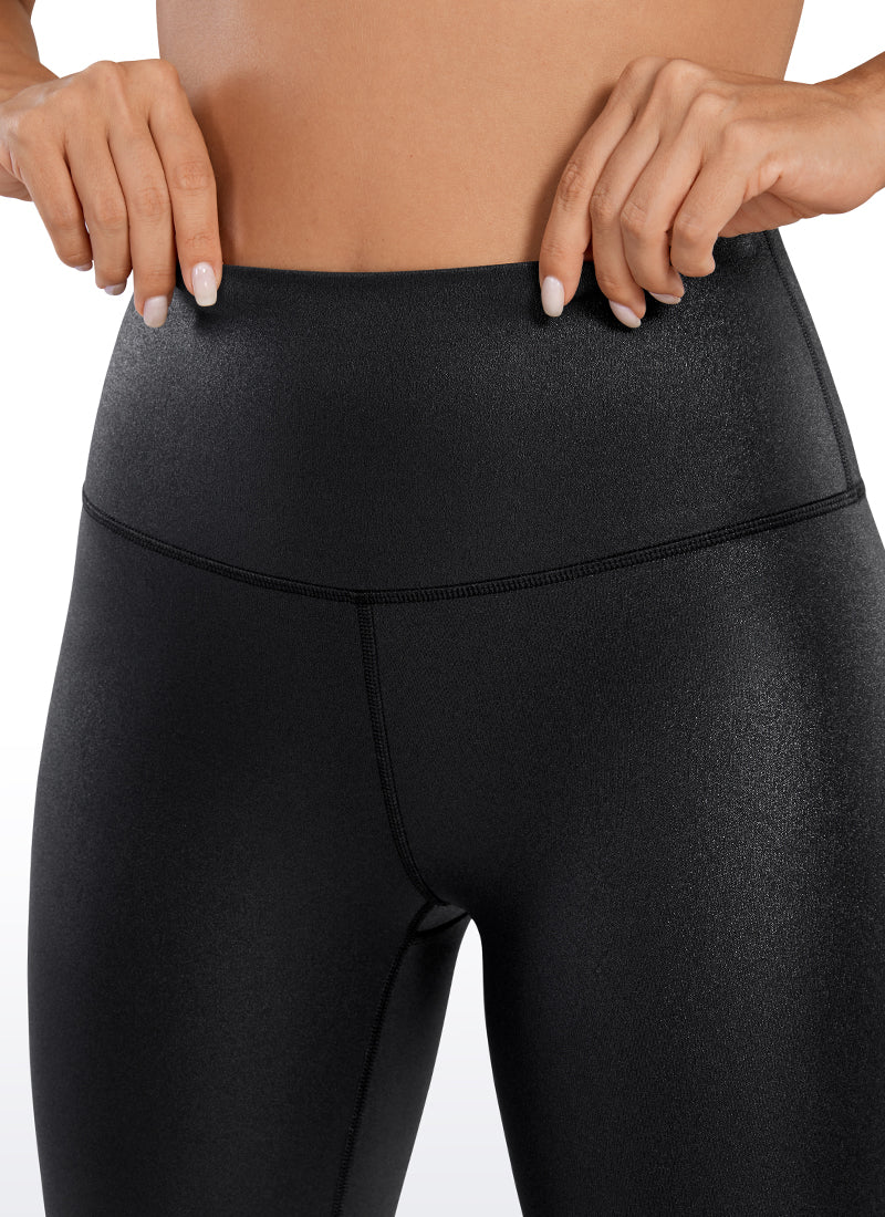 CRZ YOGA Women Butterluxe Matte Faux Leather Leggings 25'' Black Classic Leather