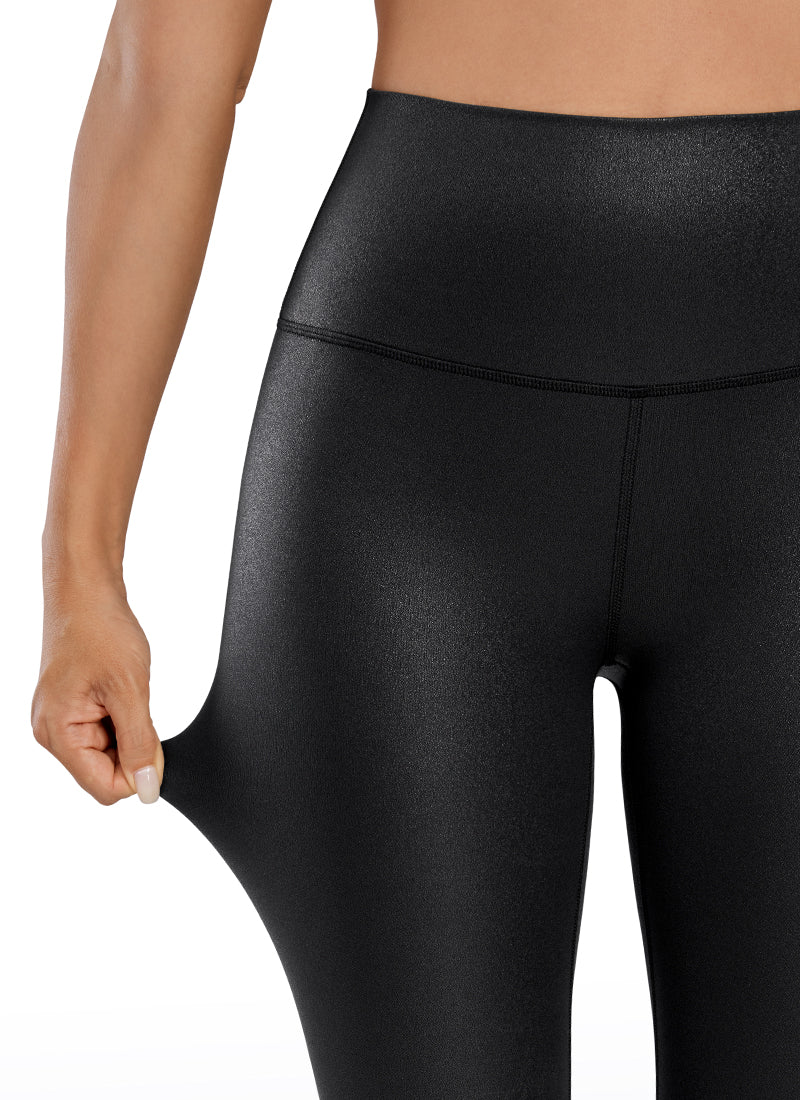 CRZ YOGA Women Butterluxe Matte Faux Leather Leggings 25'' Black Classic Leather