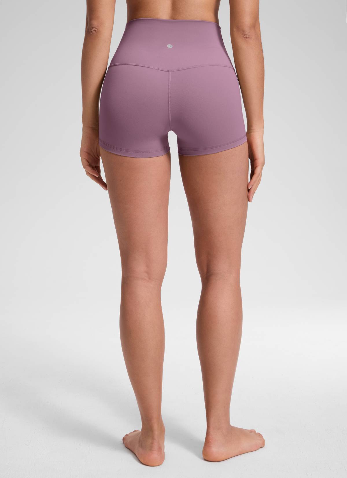 CRZ YOGA Women's Yoga High Rise Booty Butterluxe Biker Shorts 2.5'' Light Lavender @model_info:Fiona