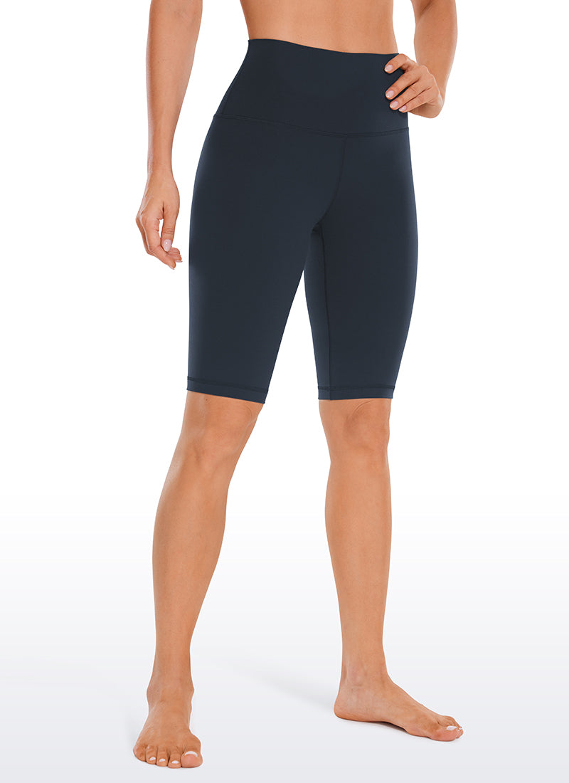 CRZ YOGA Women's Yoga High Rise Butterluxe Long Biker Shorts 10'' True Navy