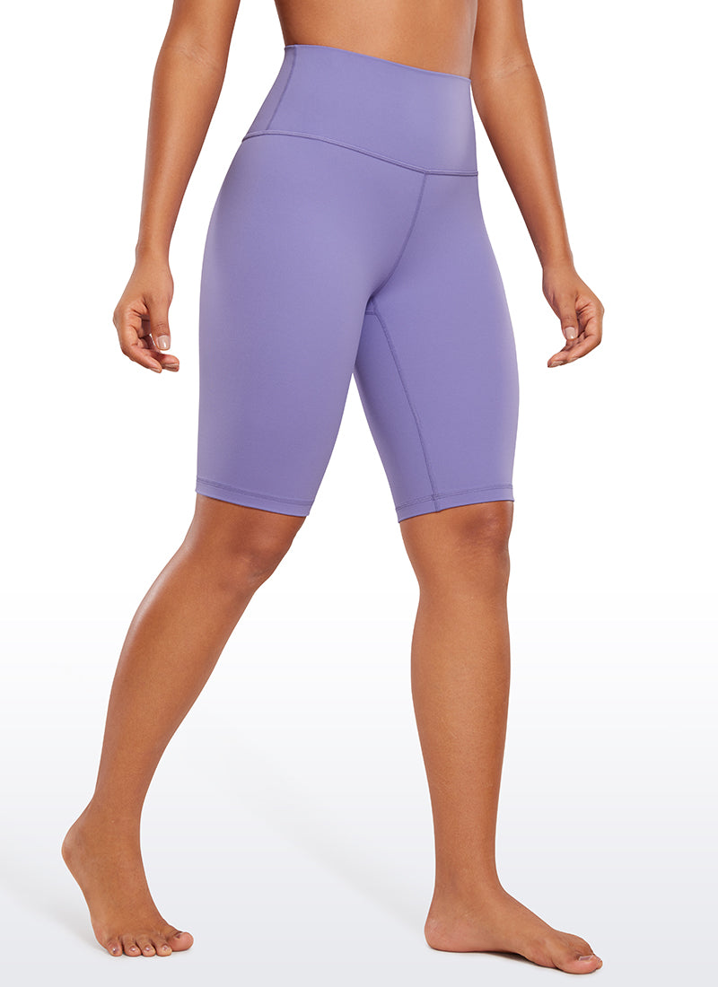 CRZ YOGA Women's Yoga High Rise Butterluxe Long Biker Shorts 10'' Dark Lavender Purple