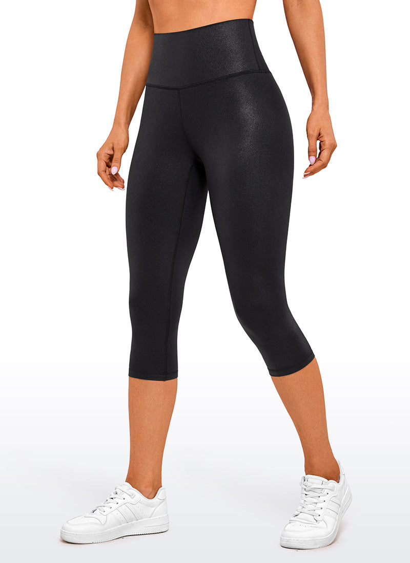 CRZ YOGA Women's Yoga Lounge High Rise Butterluxe Yoga Leggings 19'' Black Classic Leather