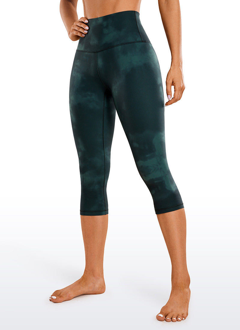 CRZ YOGA Women's Yoga Lounge High Rise Butterluxe Yoga Leggings 19'' Emerald Green Tie-Dye Flowers