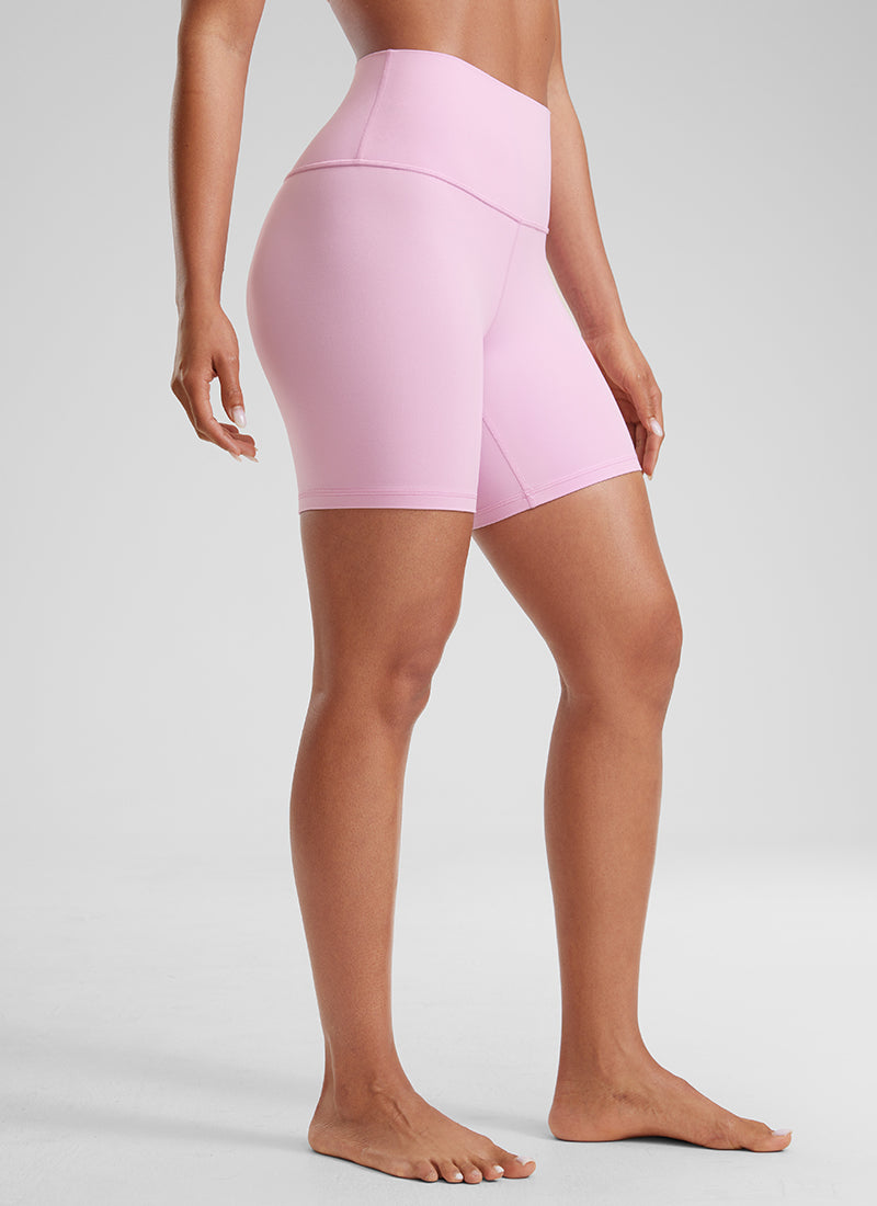 CRZ YOGA Women's Yoga High Rise Biker Shorts Butterluxe Shorts 6'' Vita Pink