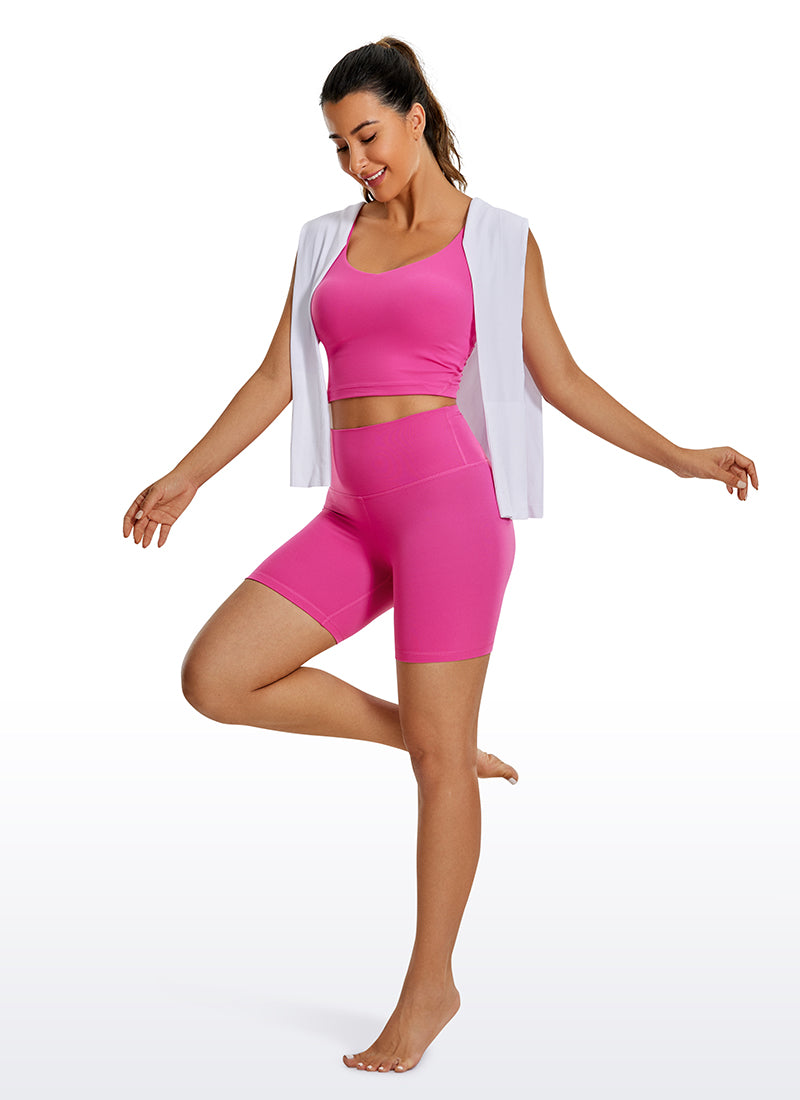 CRZ YOGA Women's Yoga High Rise Biker Shorts Butterluxe Shorts 6'' Hibiscus Purple
