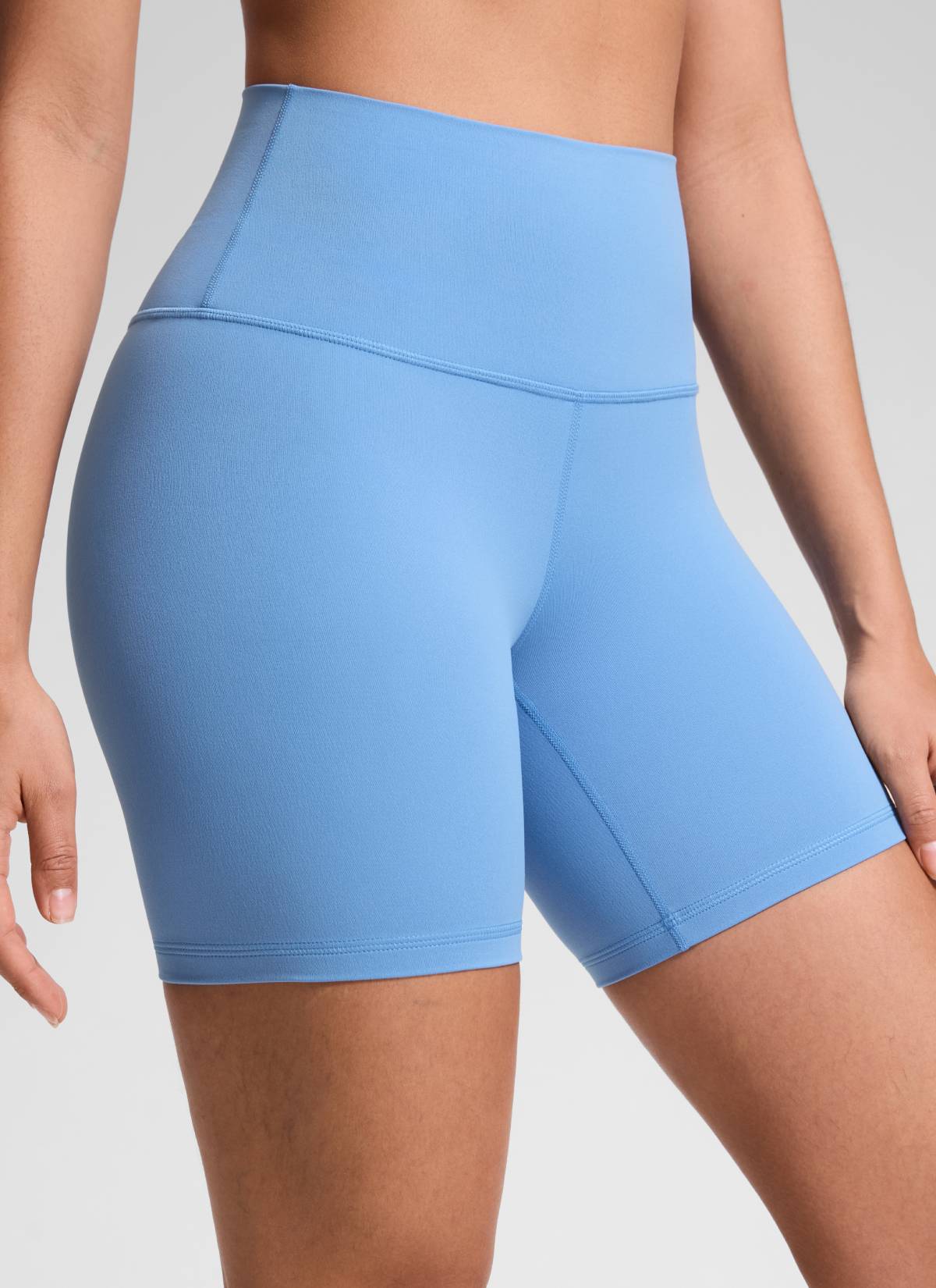 CRZ YOGA Women's Yoga High Rise Biker Shorts Butterluxe Shorts 6'' Party Blue