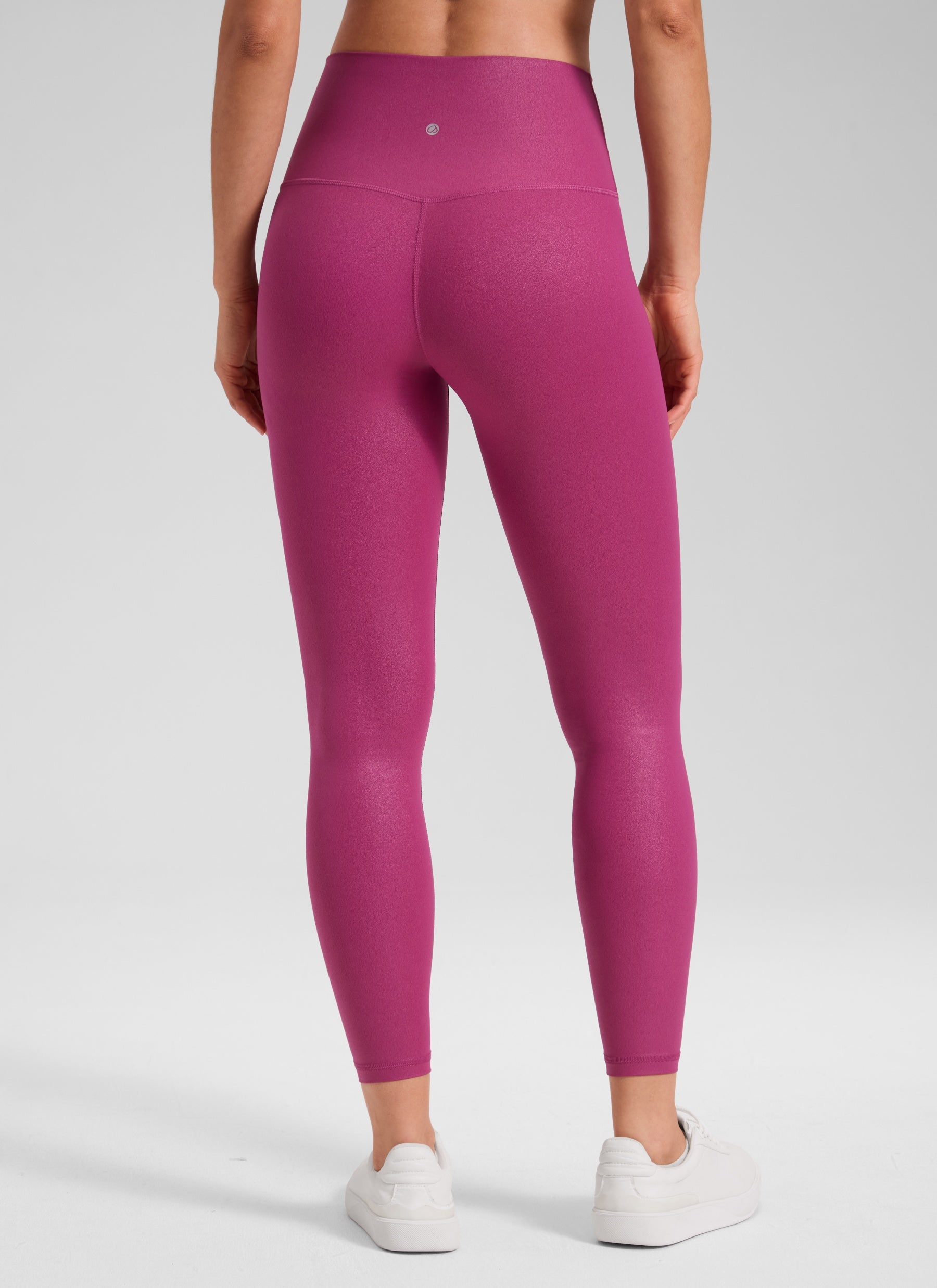 CRZ YOGA Women Butterluxe Matte Faux Leather Leggings 25'' Magenta Purple Classic Pattern