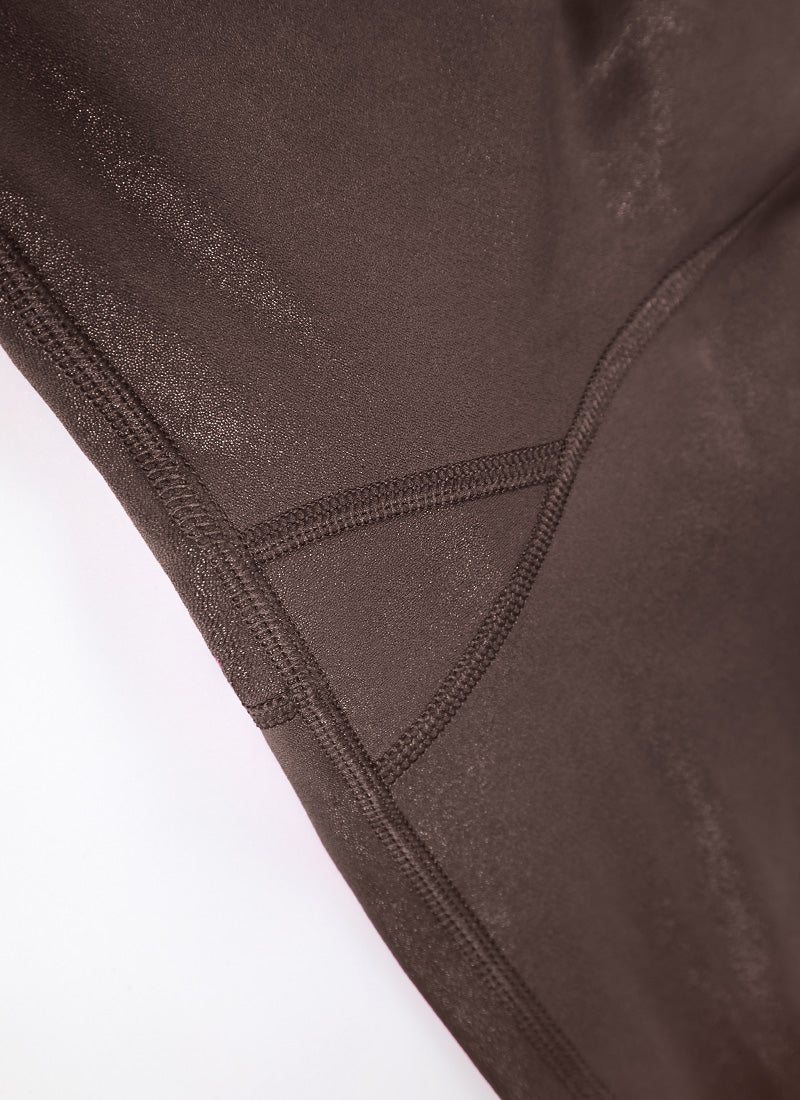 CRZ YOGA Women Butterluxe Matte Faux Leather Leggings 25'' Taupe Classic Pattern