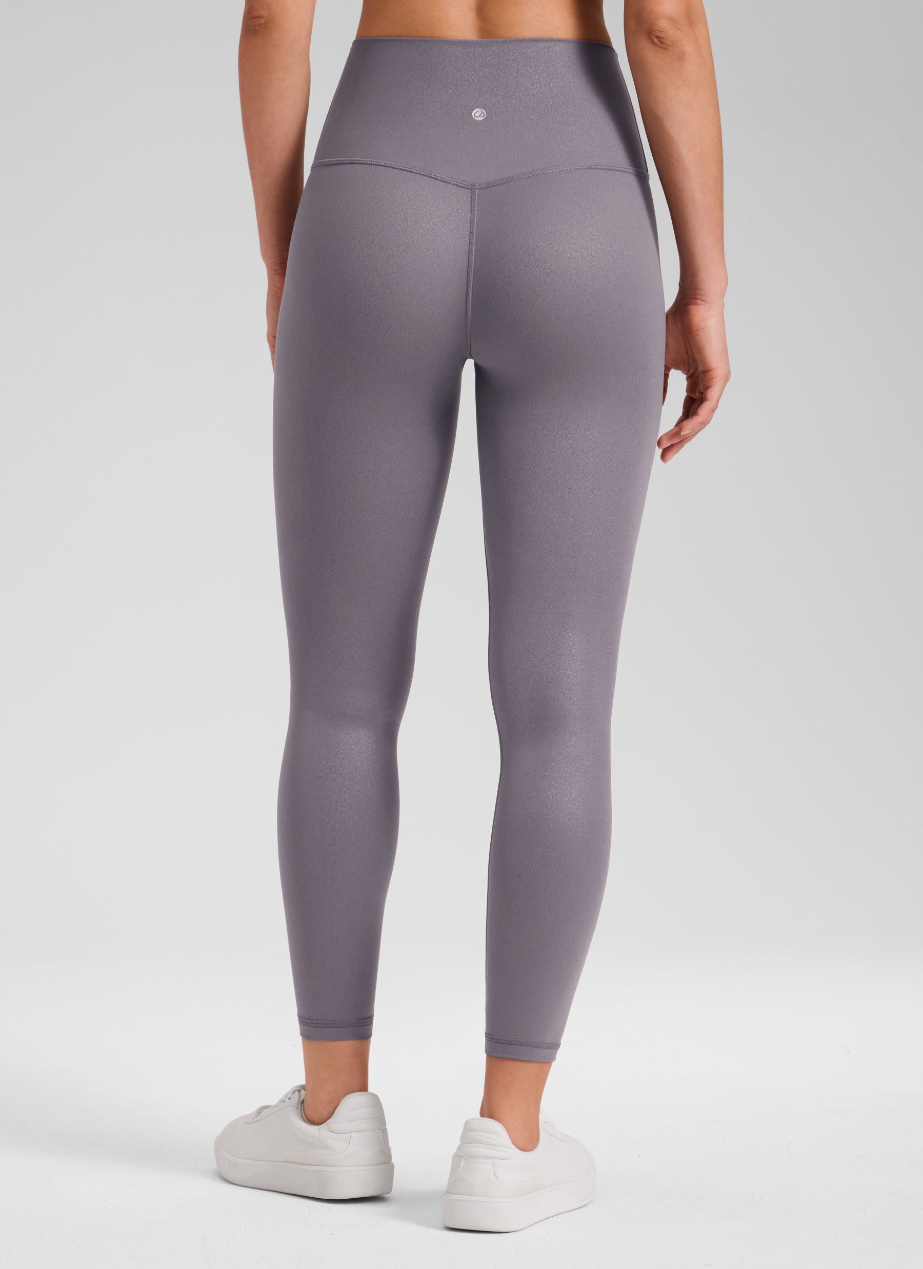 CRZ YOGA Women Butterluxe Matte Faux Leather Leggings 25'' Tornado Grey Classic Pattern