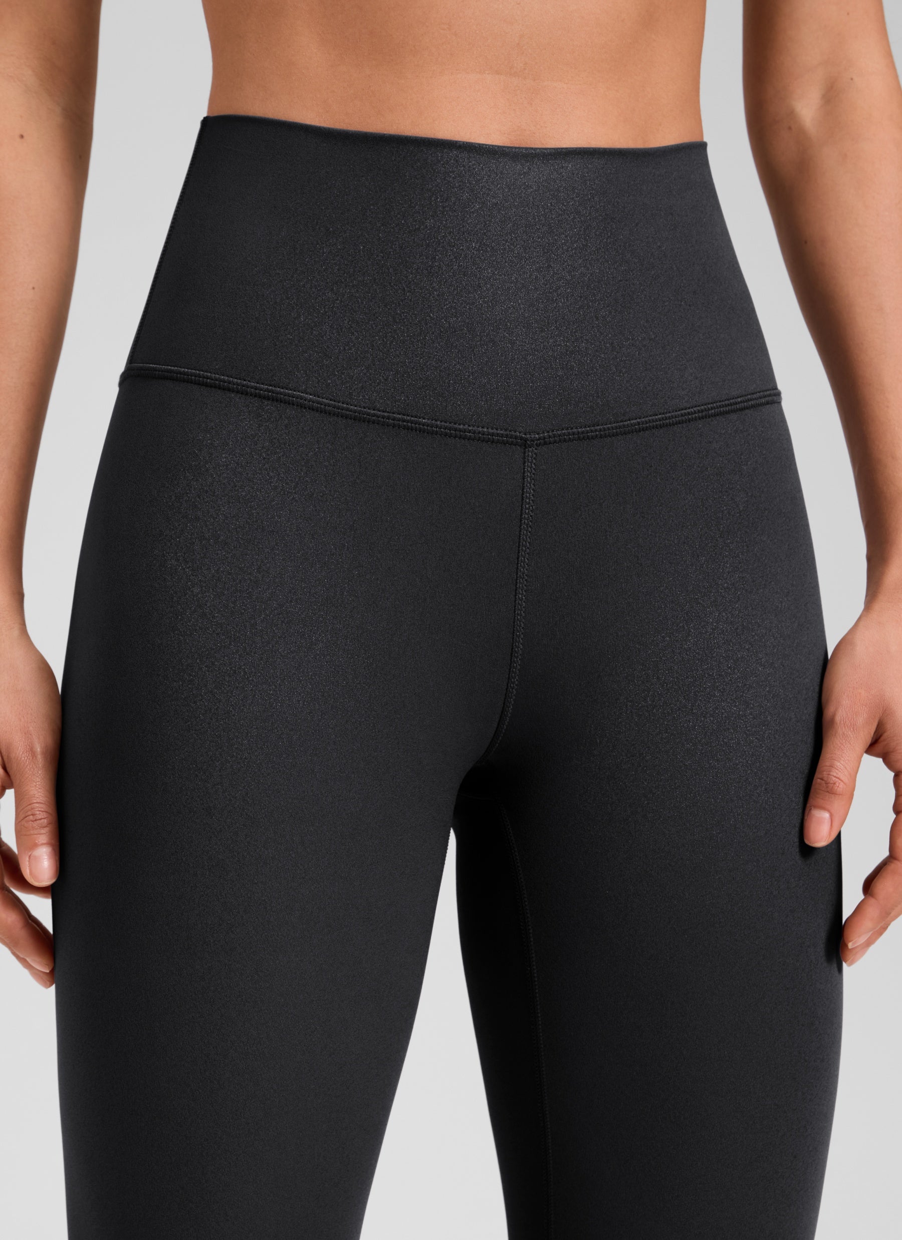 CRZ YOGA Women Butterluxe Matte Faux Leather Leggings 25'' Black Foil Pattern